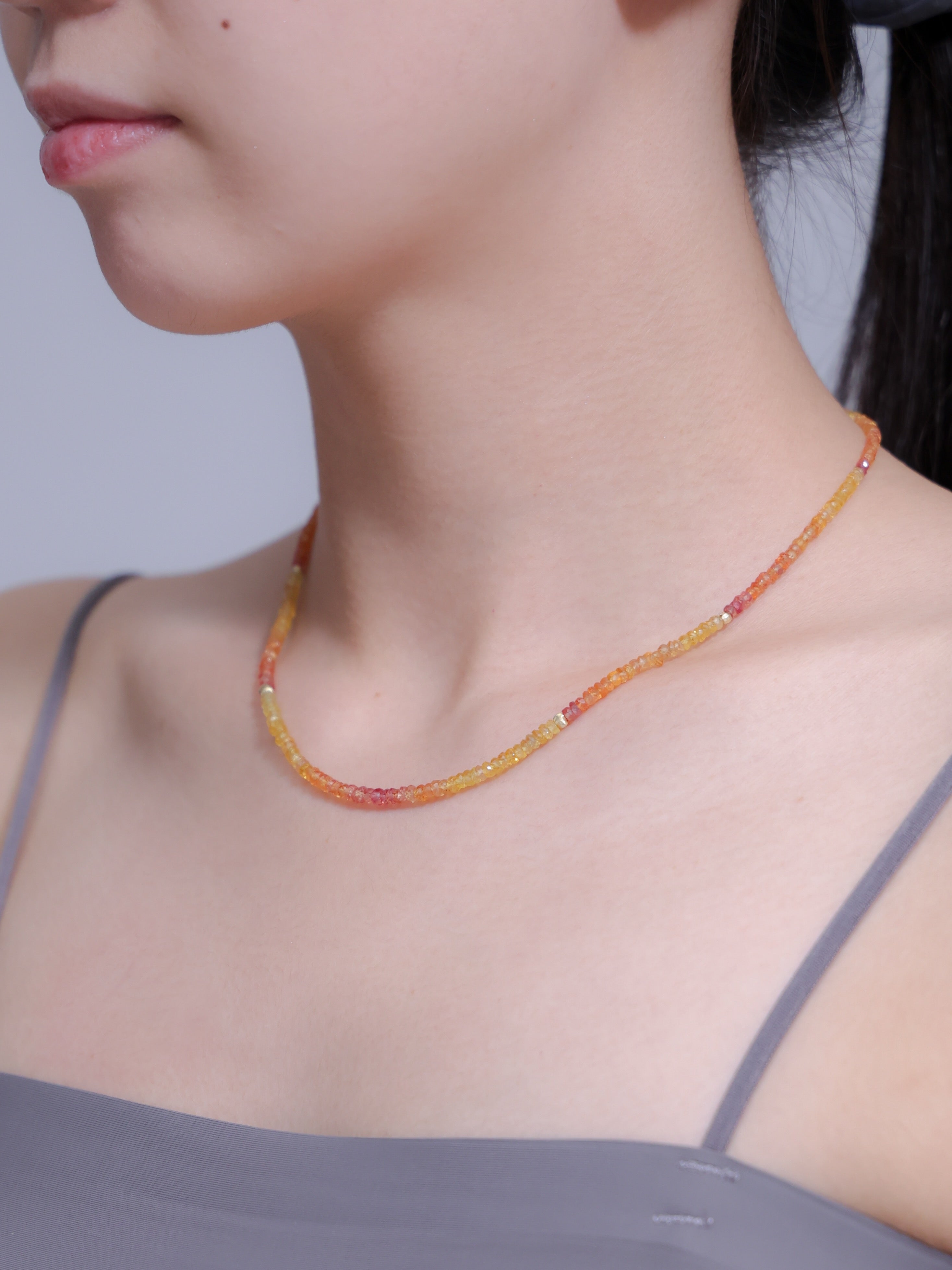 イエローサファイア ネックレス - 【陽光のグラデーション】温かな