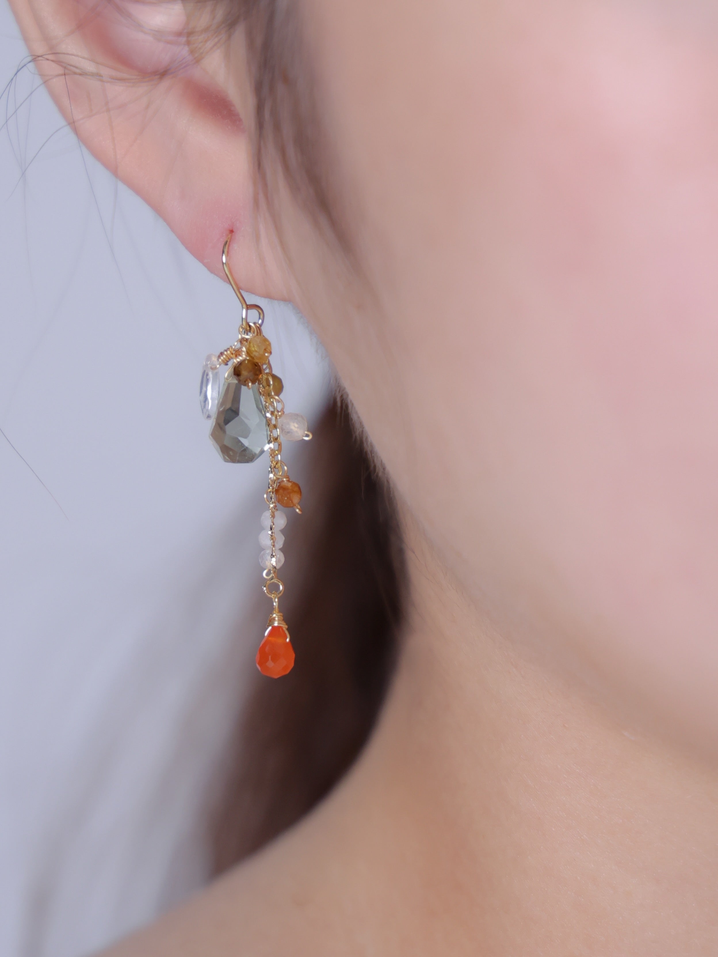 美配色】グリーンクォーツ & オレンジカルセドニー | 柑橘と紅茶の彩り