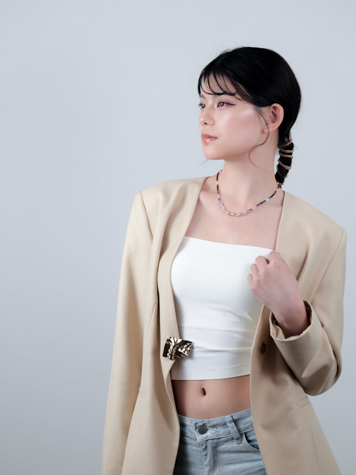 スギライト × ラピスラズリ 5種の天然石ネックレス〈夜空のグラデーション〉SV925 K14GP|神戸アトリエ LUCINE