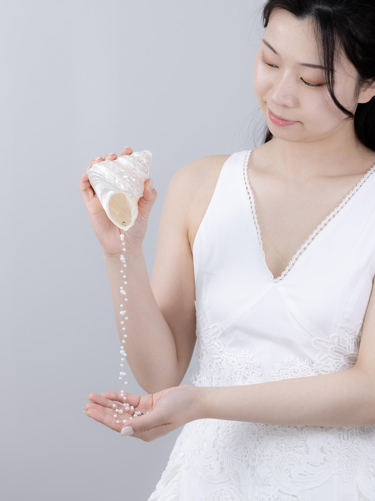 淡水パール イリュージョン ネックレス - 素肌に浮かぶ泡 / 6月誕生石 SV925 留め具