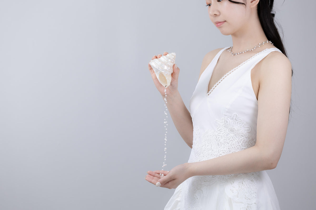 淡水パール イリュージョン ネックレス - 素肌に浮かぶ泡 / 6月誕生石 SV925 留め具