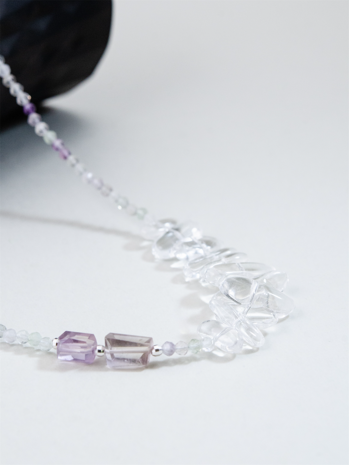 クリスタル × フローライト ネックレス - 【清流のプリズム】SV925 / 40cm+5cm