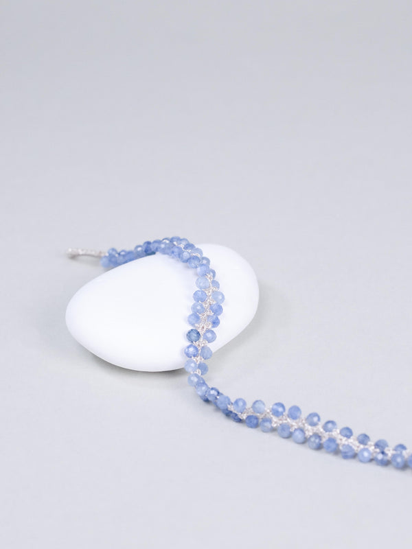 カイヤナイト クロッシェ ブレスレット〈氷の華〉SV925 高輝度メタリックコード / 手仕事のレース編み|神戸アトリエ LUCINE