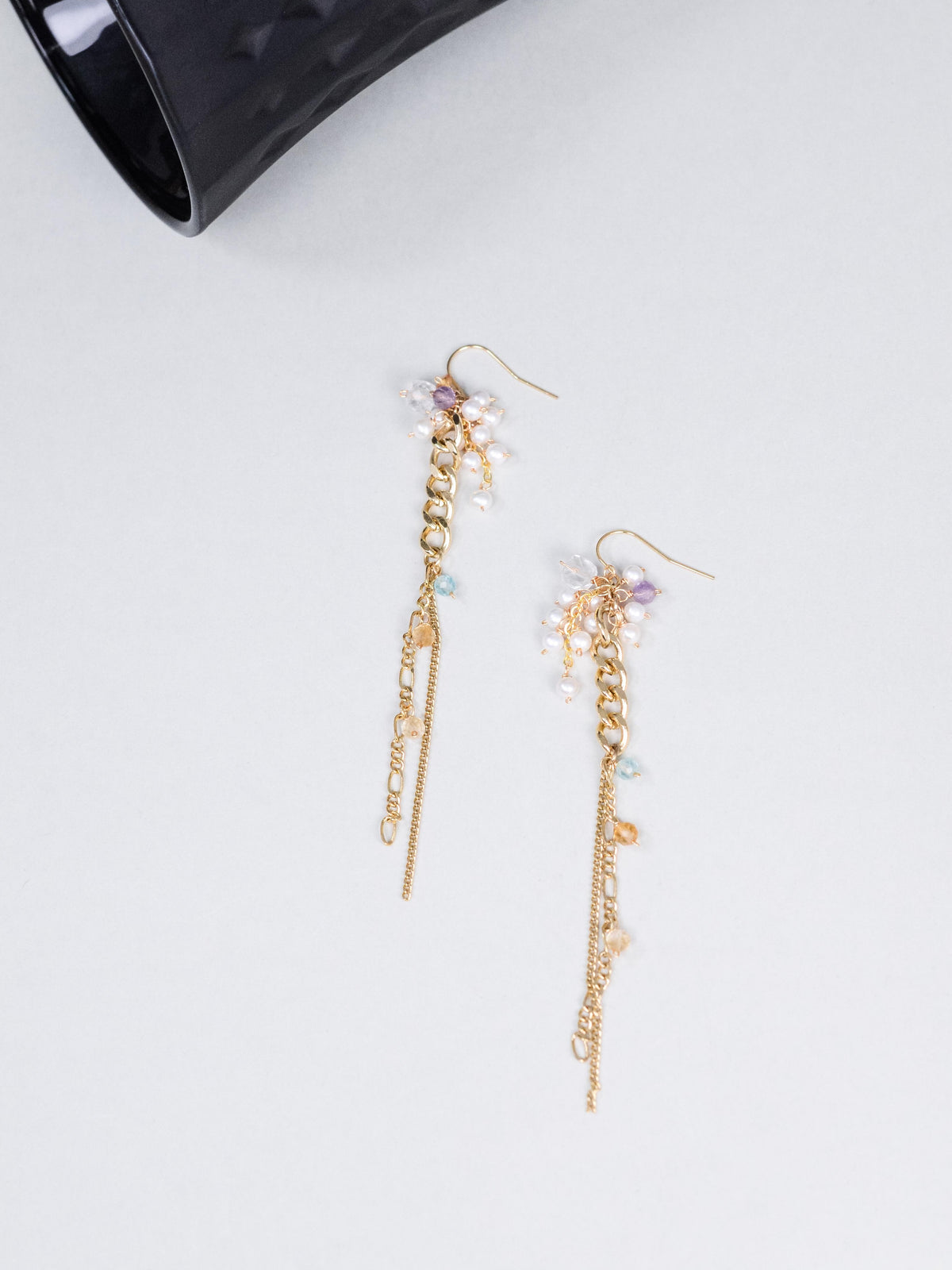 パール & アパタイト & シトリン ピアス〈しずくを、つらねて。〉14KGF/SV925/ステンレス ロングピアス / 6月・11月誕生石 ユニセックス|神戸アトリエ LUCINE