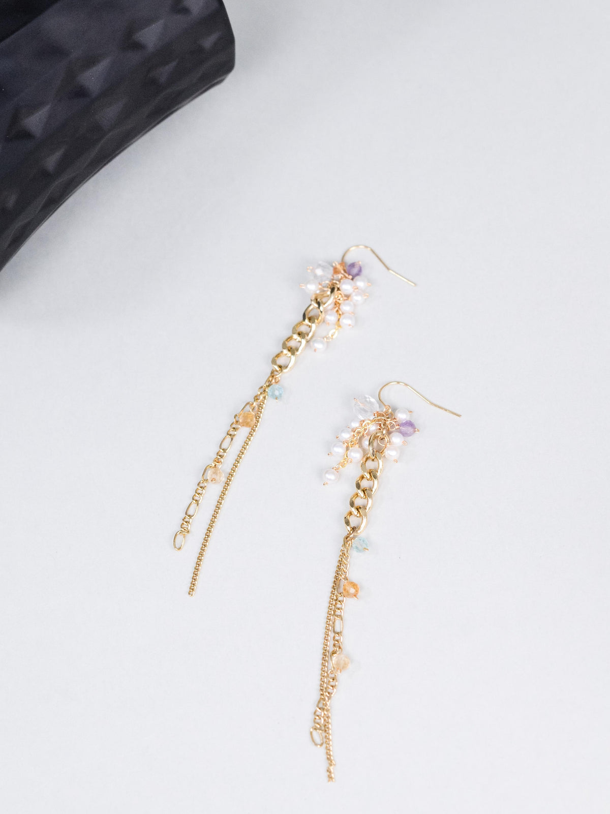 パール & アパタイト & シトリン ピアス〈しずくを、つらねて。〉14KGF/SV925/ステンレス ロングピアス / 6月・11月誕生石 ユニセックス|神戸アトリエ LUCINE