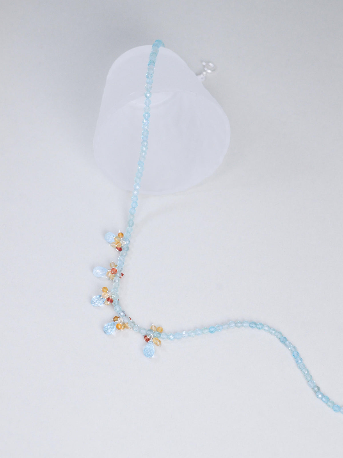 アパタイト & ブルートパーズ ネックレス〈水面に、あかり〉SV925 イエローサファイア / 9月・11月誕生石|神戸アトリエ LUCINE