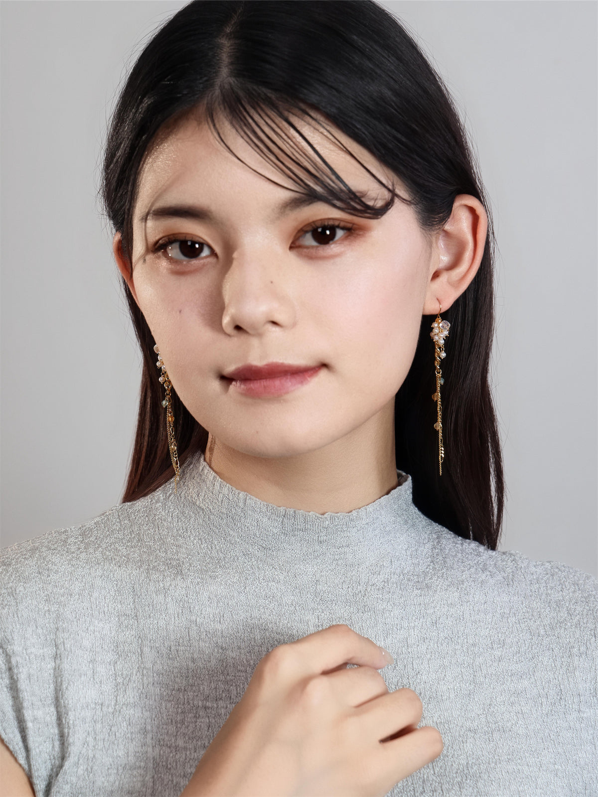 パール & アパタイト & シトリン ピアス〈しずくを、つらねて。〉14KGF/SV925/ステンレス ロングピアス / 6月・11月誕生石 ユニセックス|神戸アトリエ LUCINE