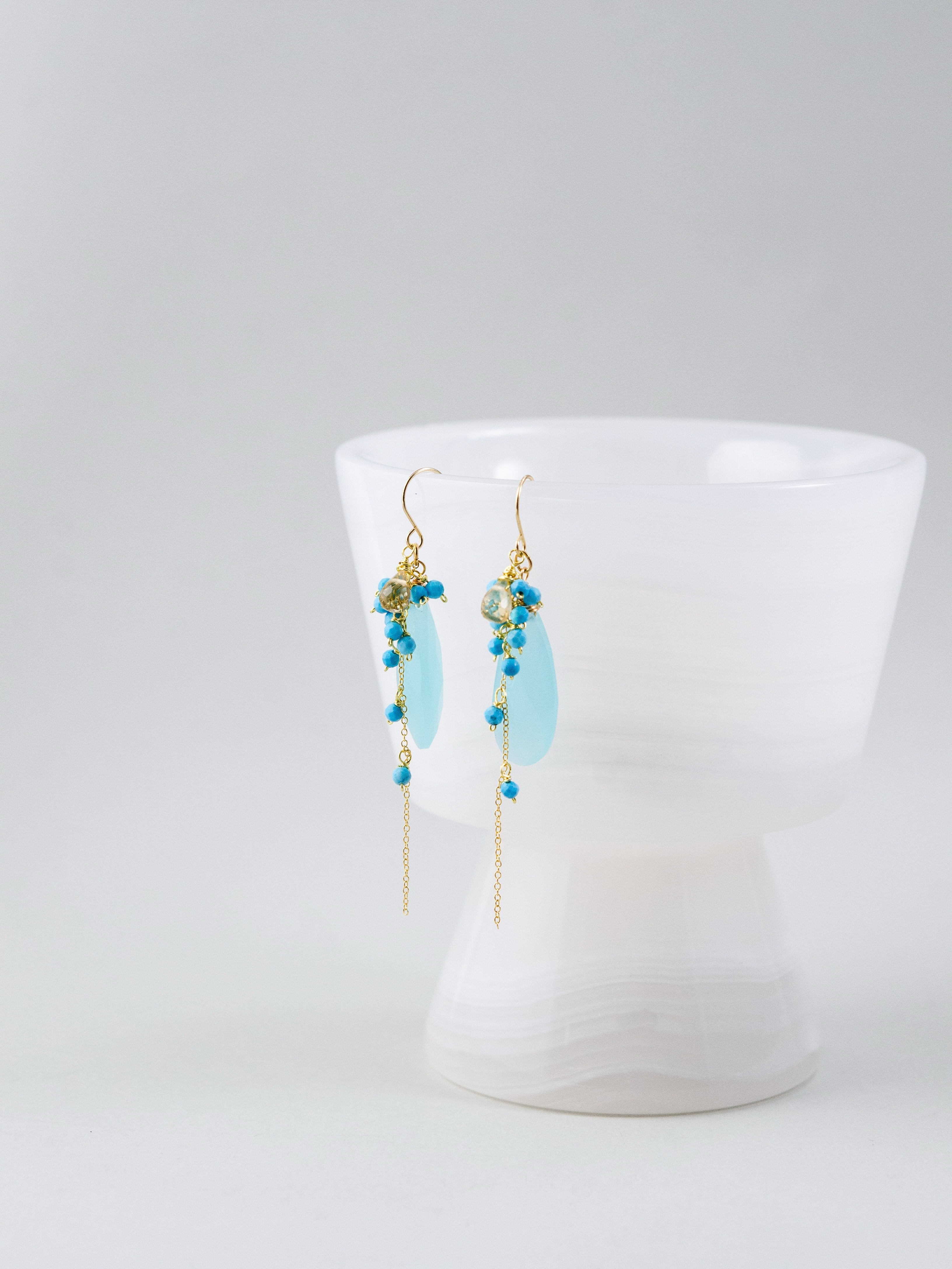 Kaya◆ブルーレースカルセドニー/ドゥルージー×ブルースピネルピアス Kaya◇ブルーレースカルセドニー/ドゥルージー×ブルースピネルピアス