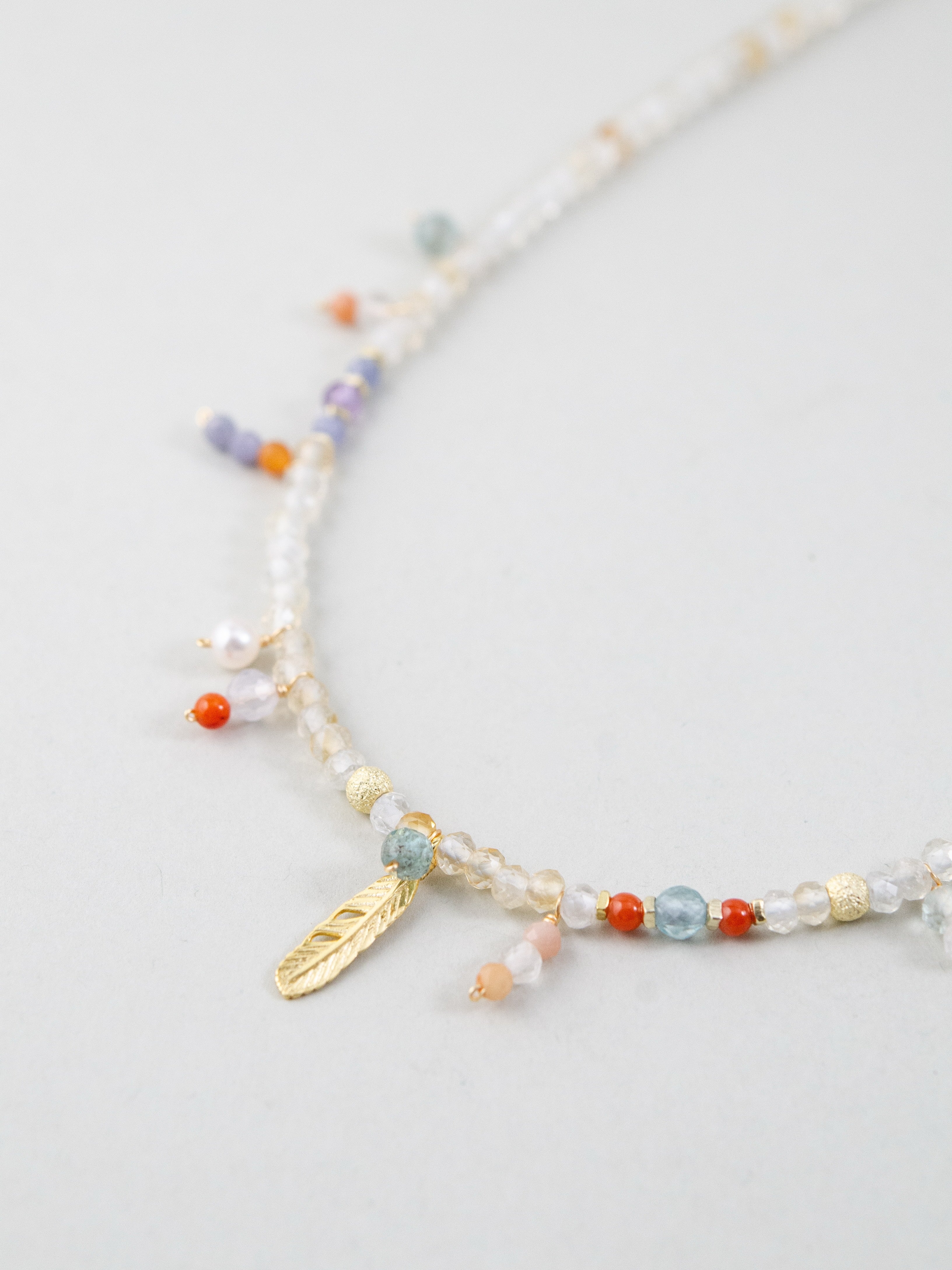 11月誕生石 シトリン ネックレス フェザーチャーム 詳細画像 SV925