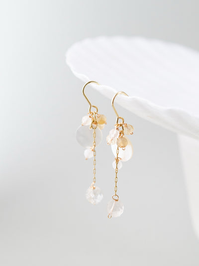 モルガナイト & シトリン ピアス 桜色と陽射し メイン画像 優しき愛と希望の光