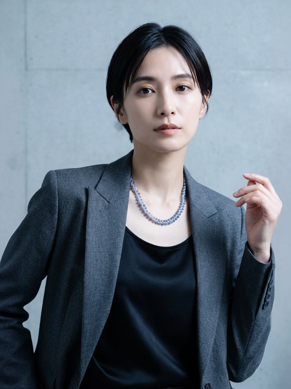 カイヤナイト クロッシェ ショートネックレス - 【氷の華】高輝度メタリックコード / 40cm