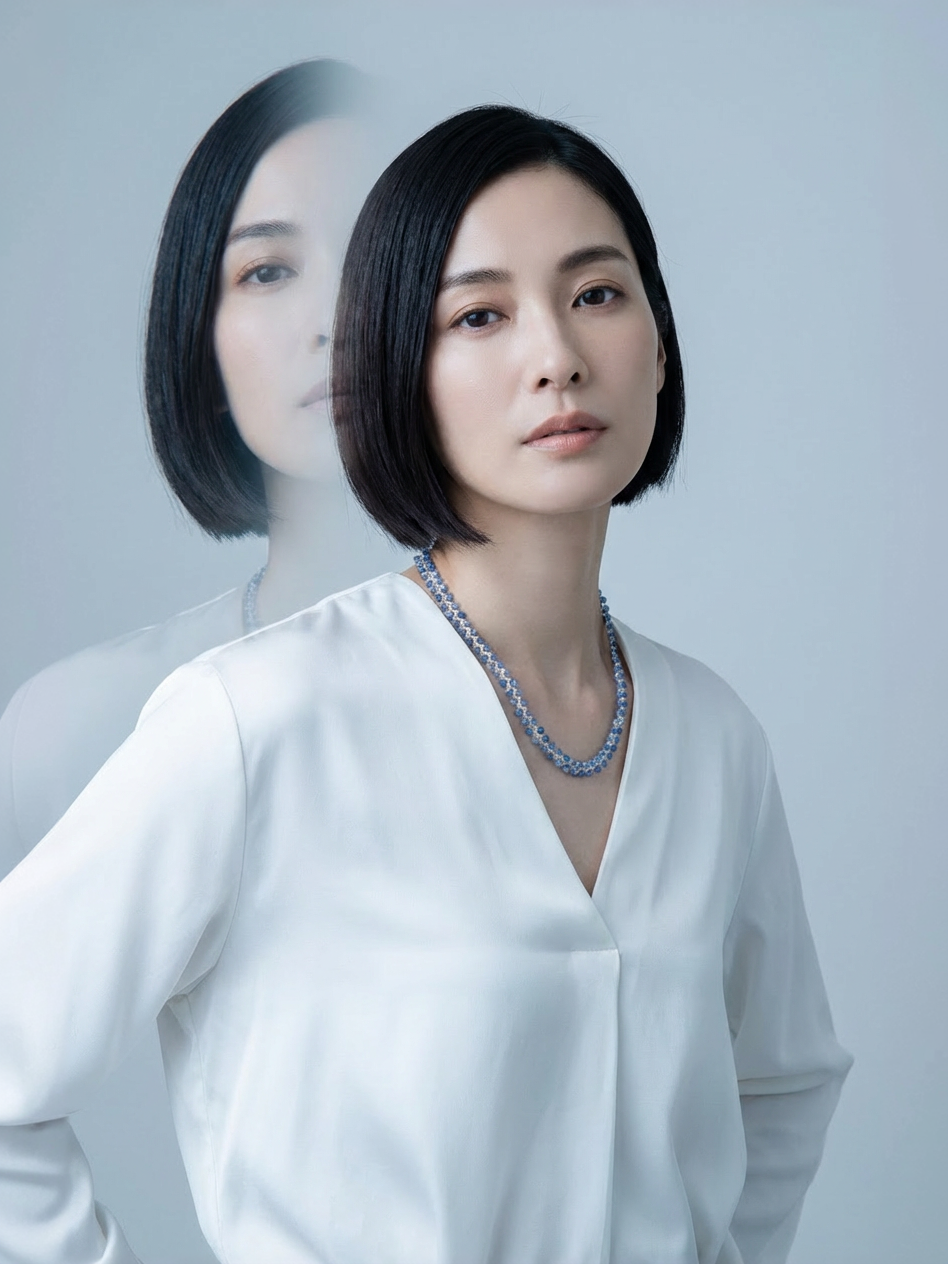 カイヤナイト クロッシェ ショートネックレス - 【氷の華】高輝度メタリックコード / 40cm