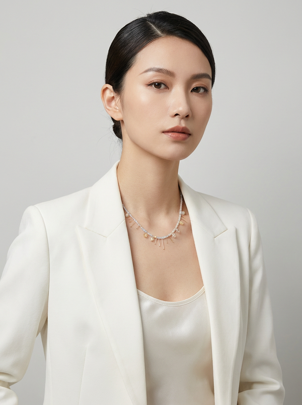モルガナイト ネックレス - 【桜色の透き通る愛】春の光を宿すピンク / 天然石 SV925