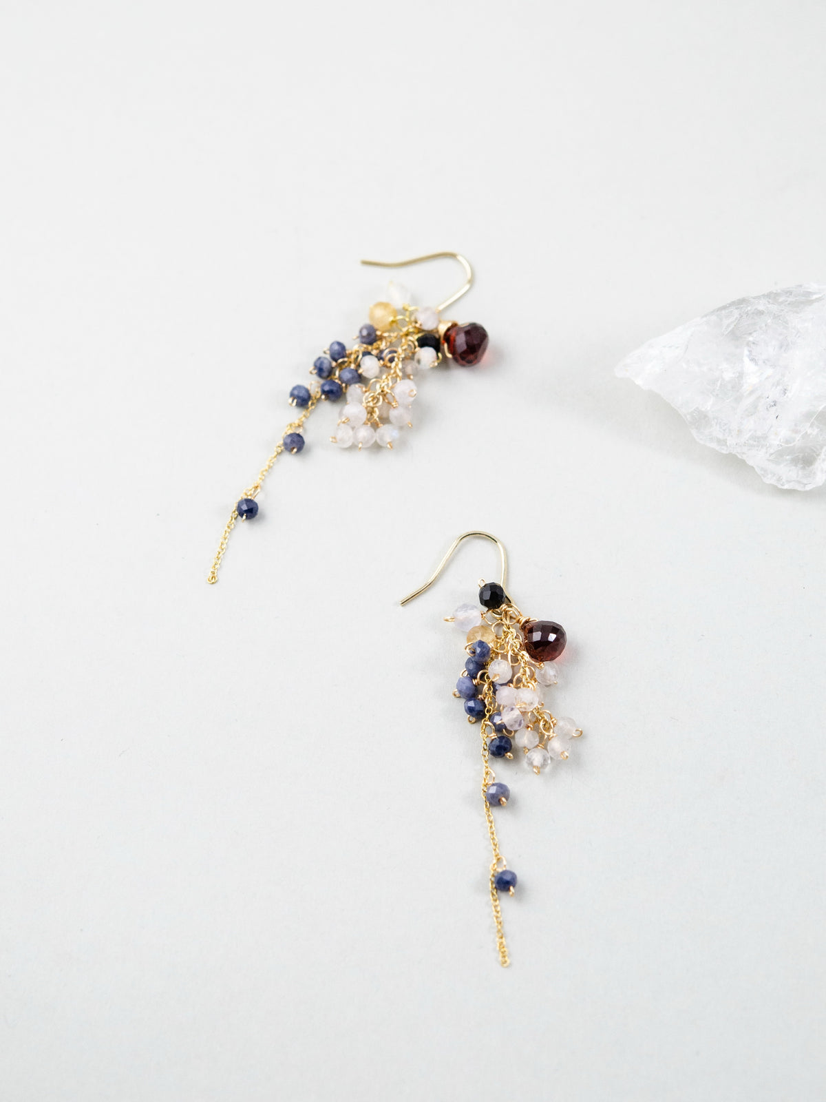 パワーストーン ピアス 置き画 水晶 クラスター 浄化 ギフト