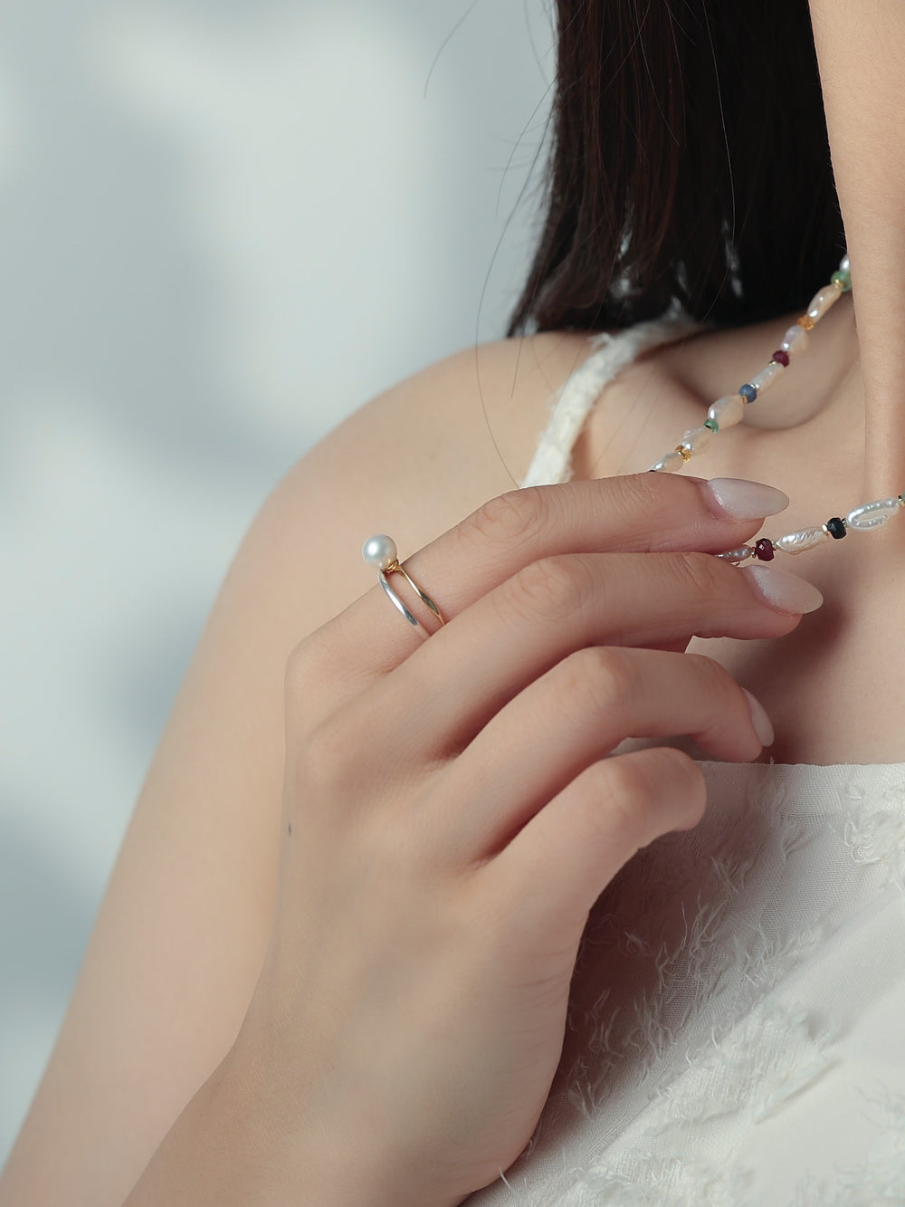 S925シンプル 一 粒 パール リング