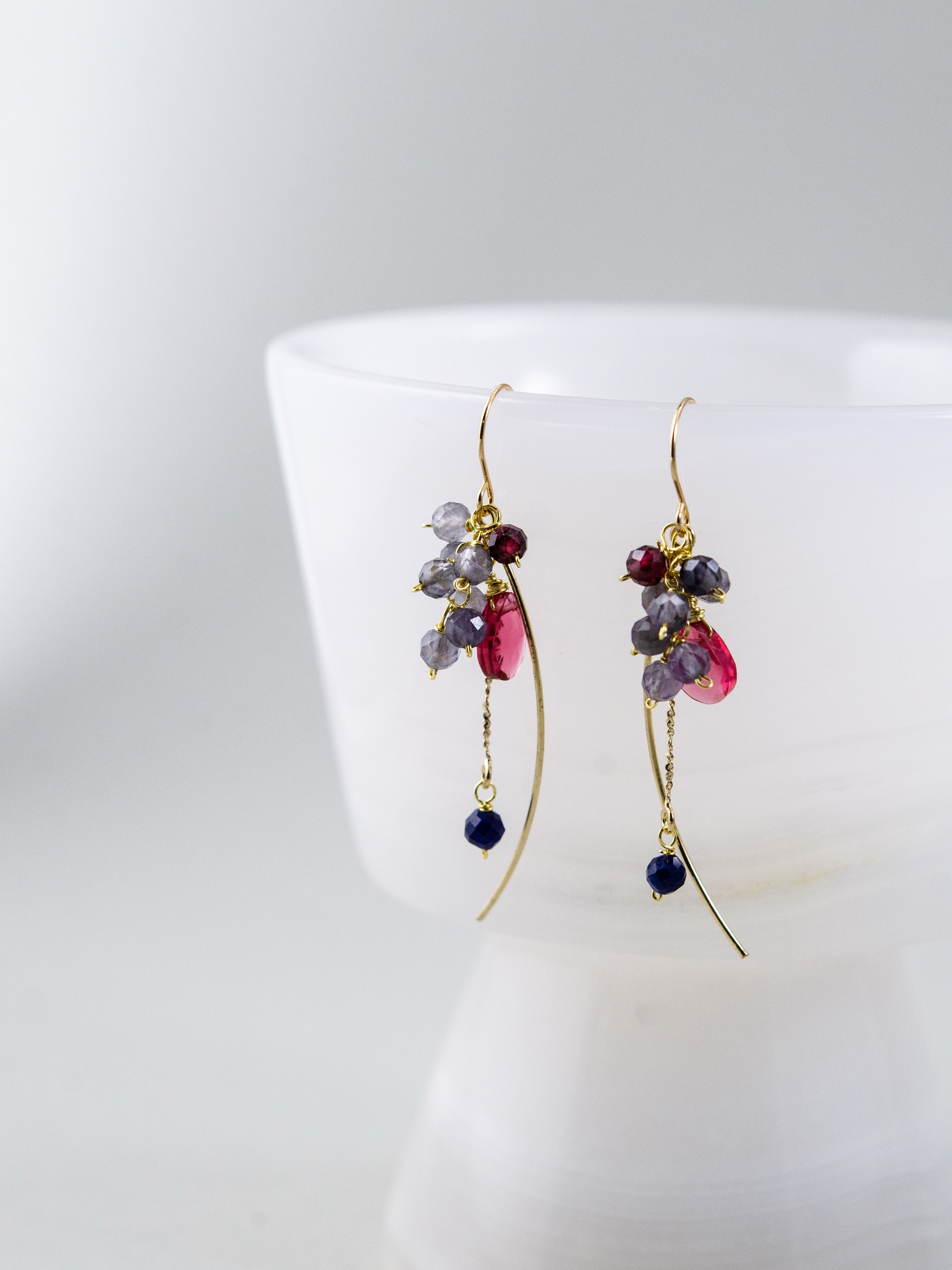 14kgf ピアス イエロークォーツ ハート 天然石 ディテール