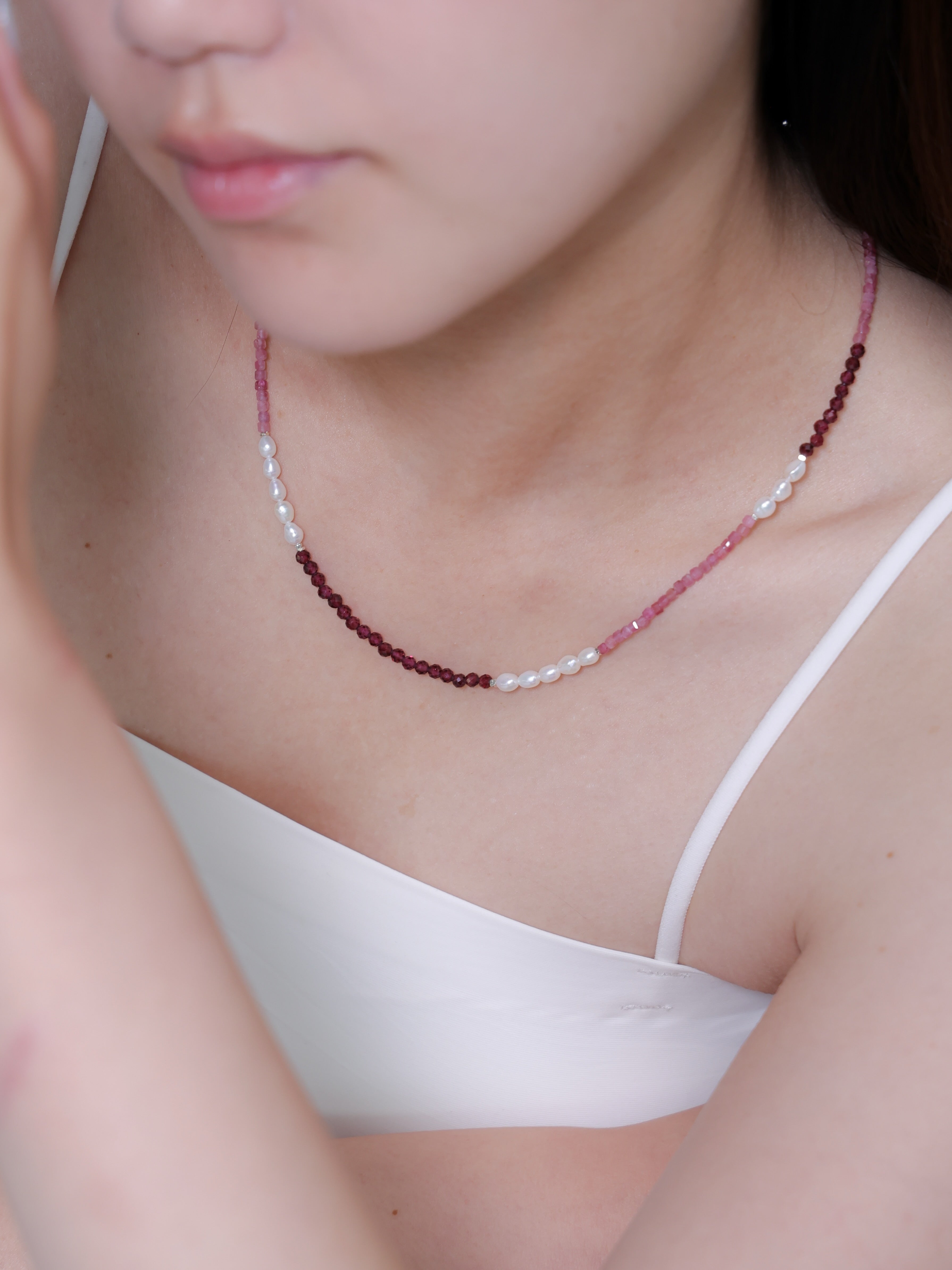 【1月・6月・10月 誕生石】ガーネット トルマリン 淡水パール | 華奢 SV925