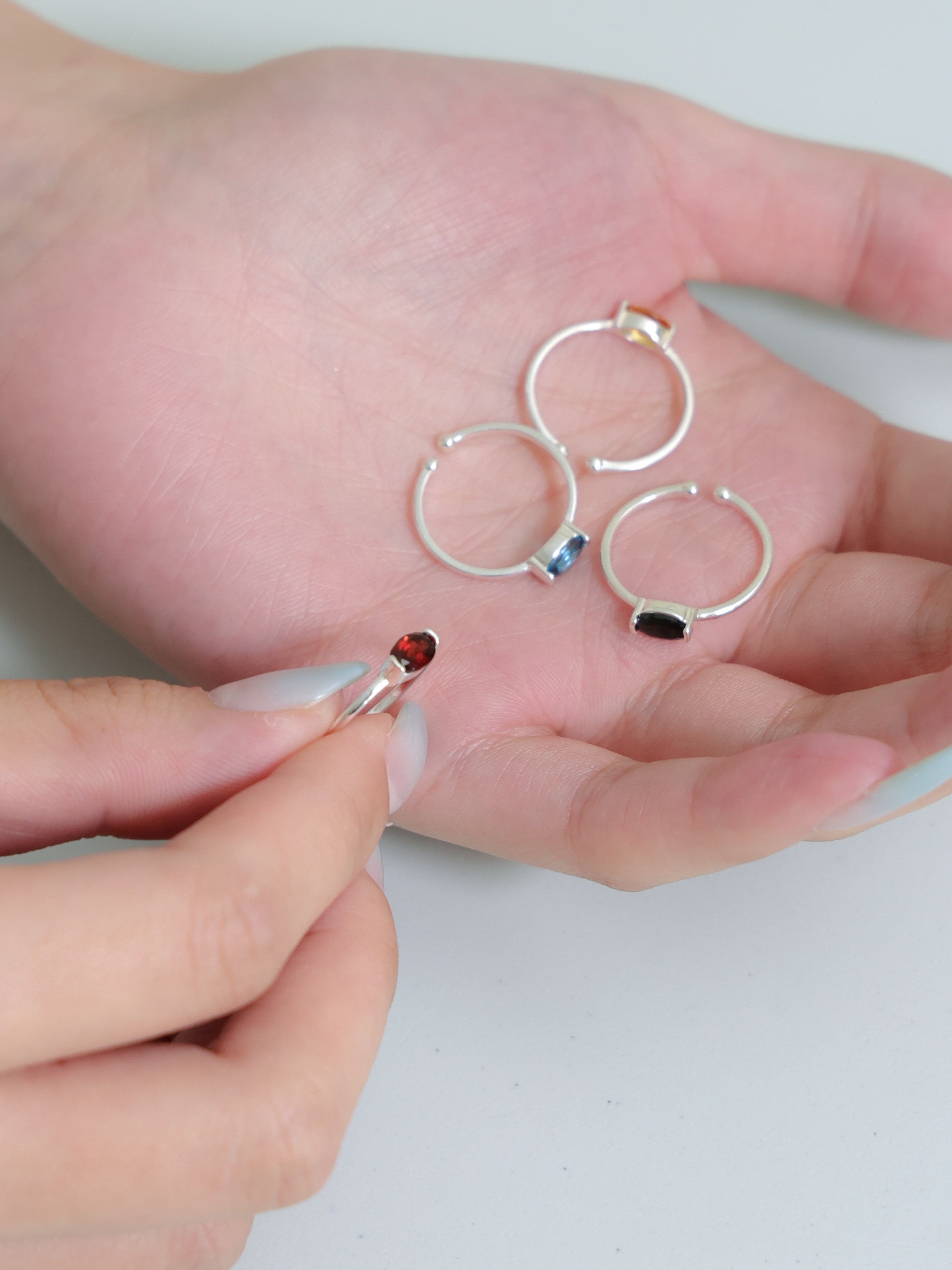 選べるカラー 天然石リング重ね 付け