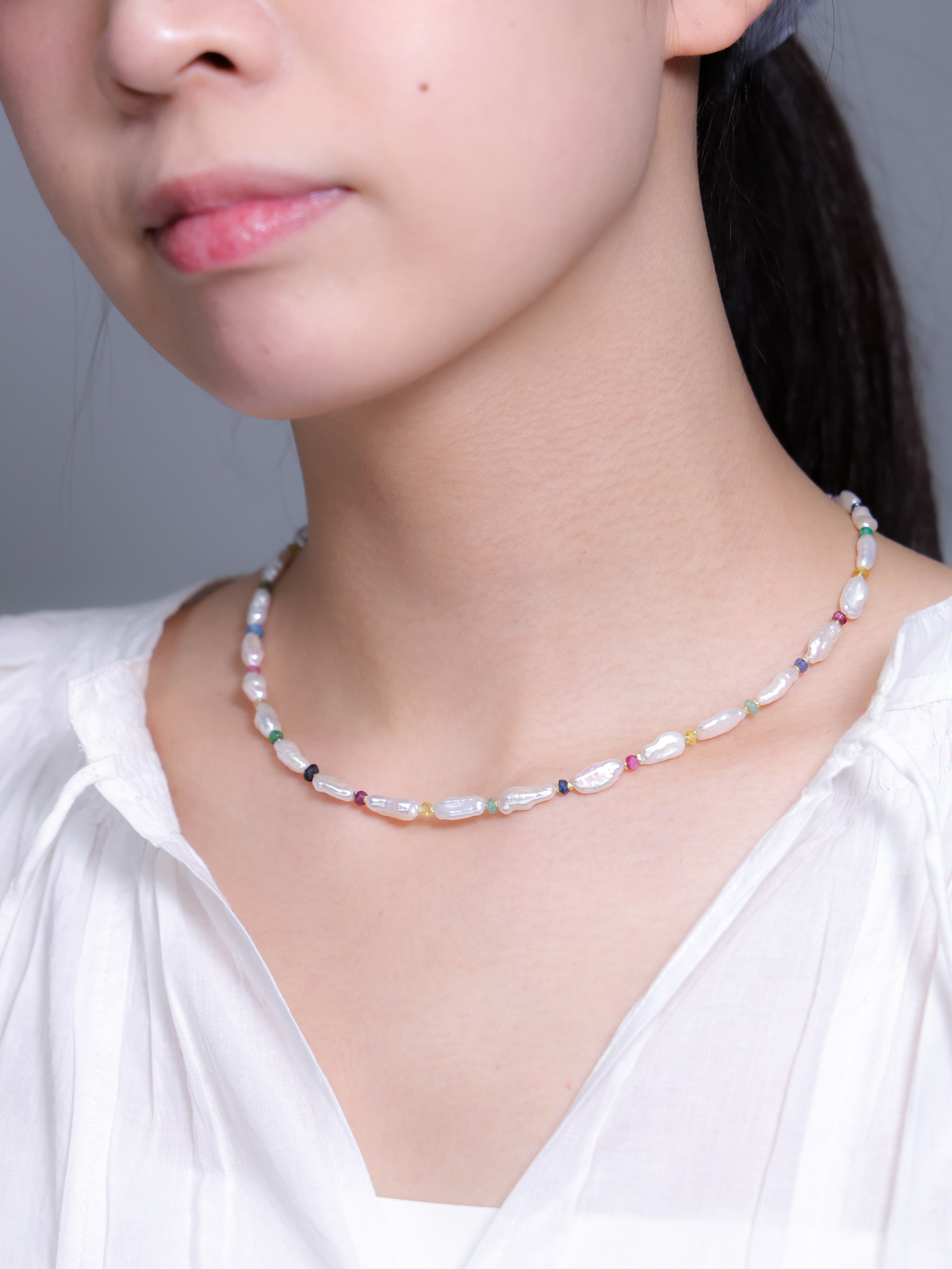 【6月 誕生石】淡水パール マルチカラー | 華奢 ビーズ K14Gメッキ