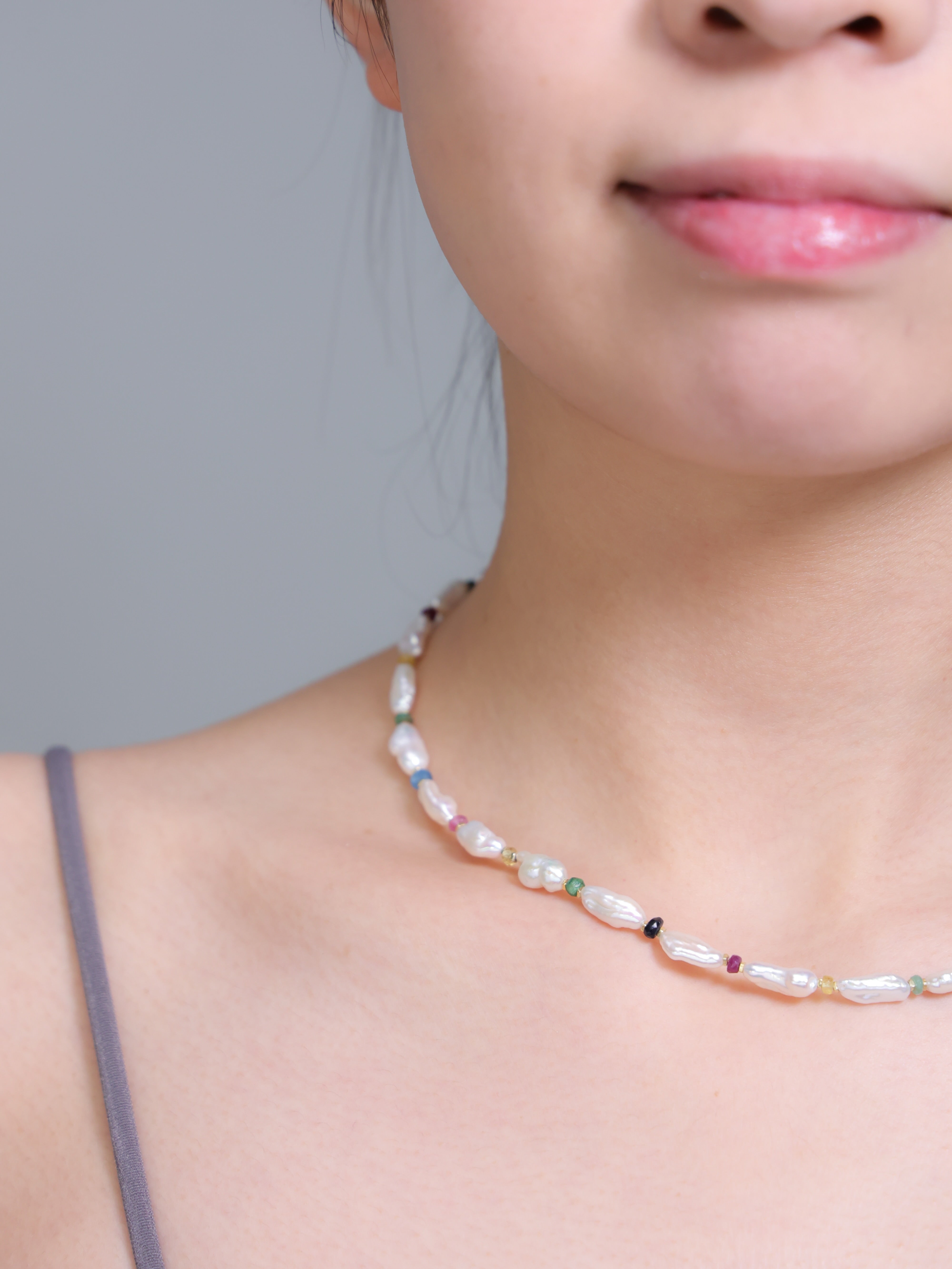 【6月 誕生石】淡水パール マルチカラー | 華奢 ビーズ K14Gメッキ