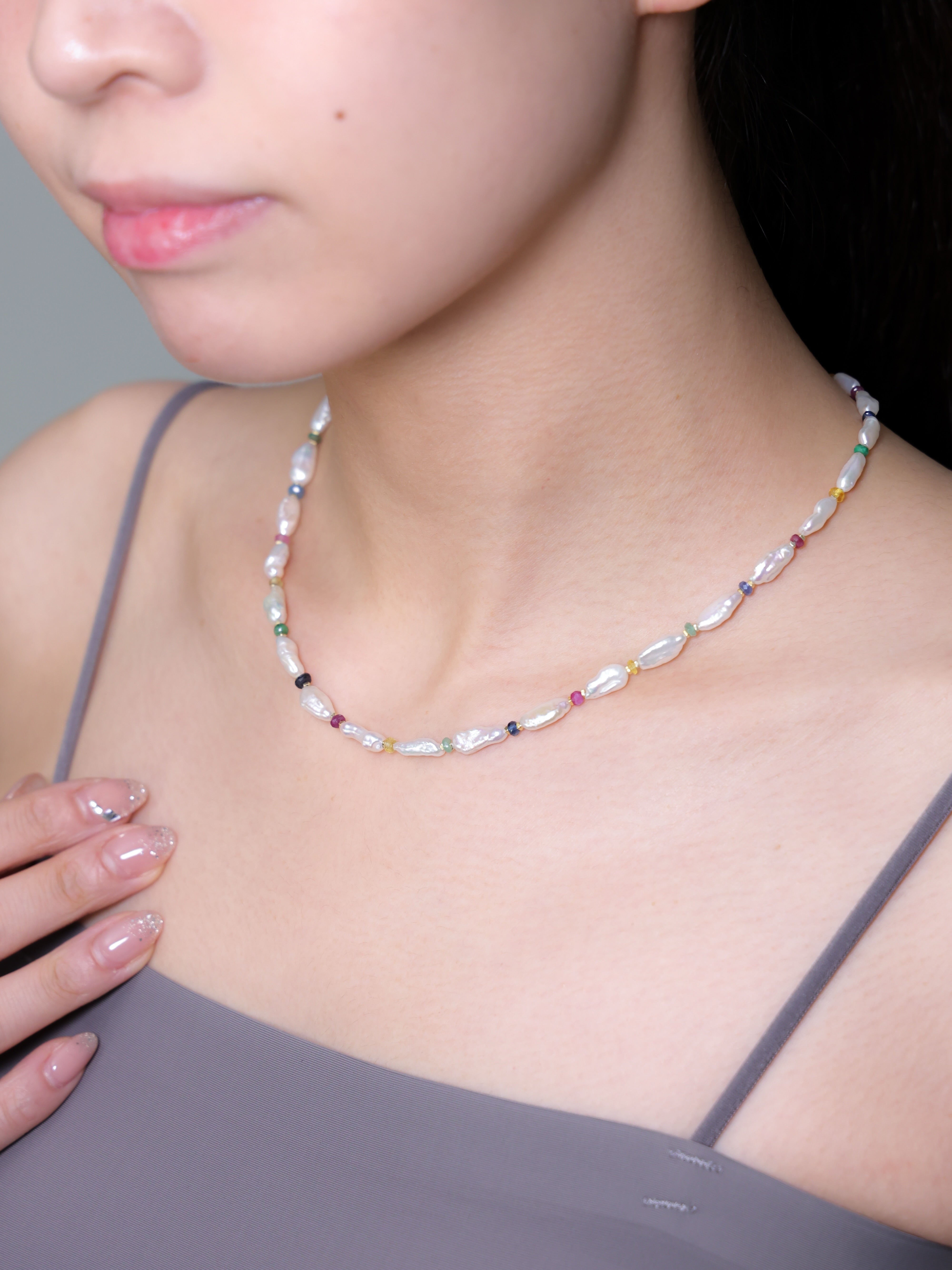 【6月 誕生石】淡水パール マルチカラー | 華奢 ビーズ K14Gメッキ