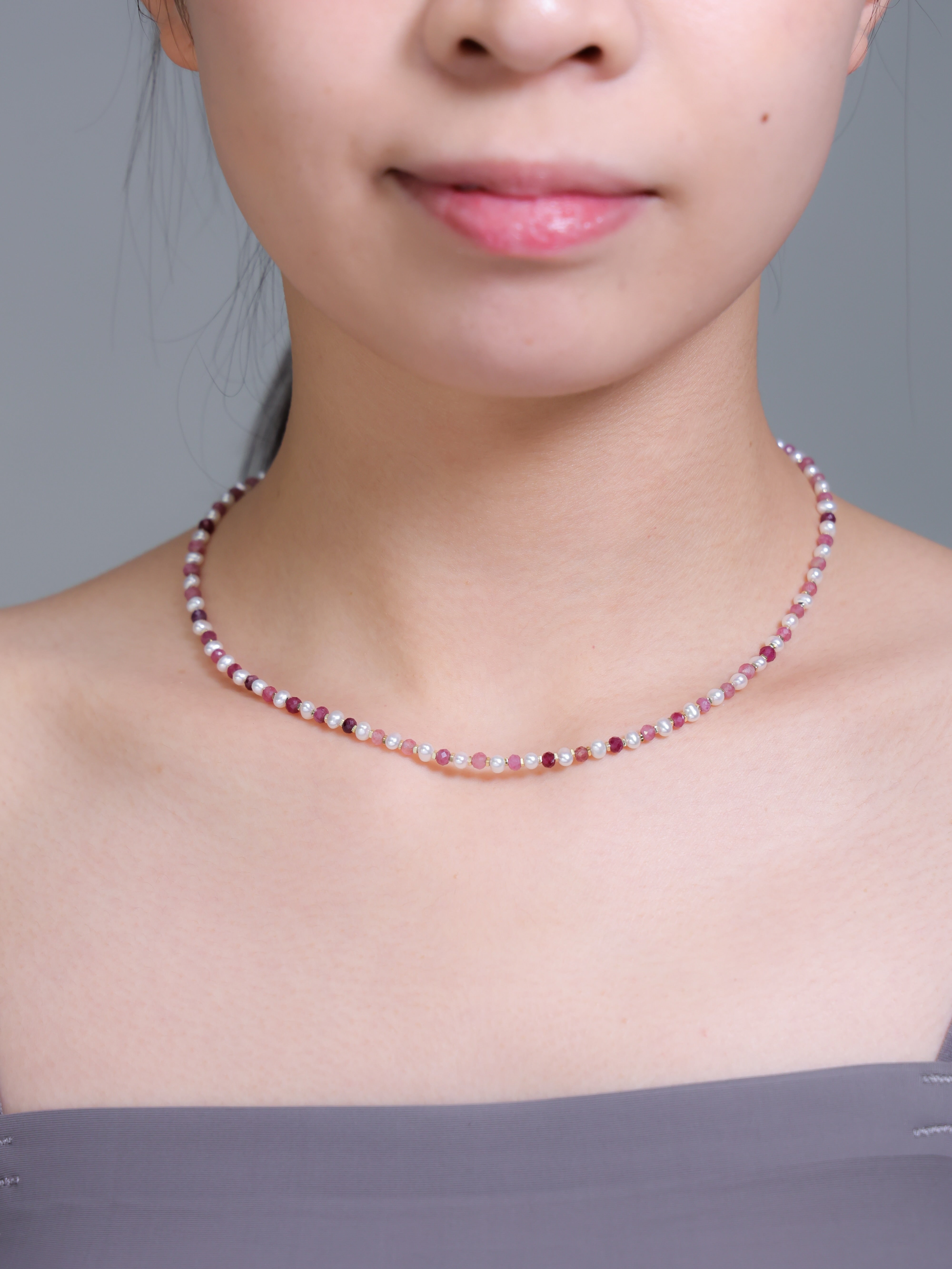 【10月・6月 誕生石】ピンクトルマリン 淡水パール | 華奢 K14Gメッキ SV925