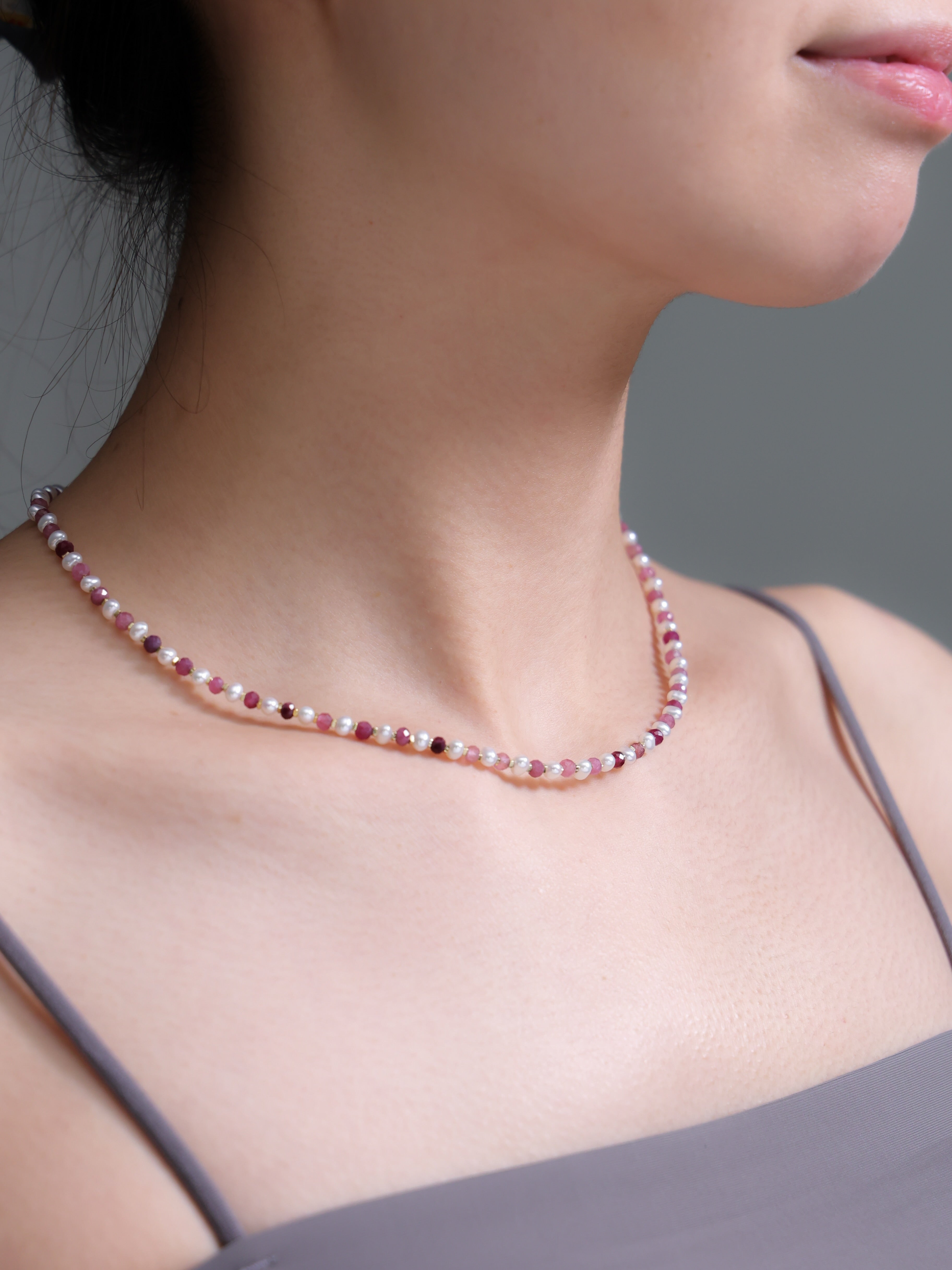 【10月・6月 誕生石】ピンクトルマリン 淡水パール | 華奢 K14Gメッキ SV925