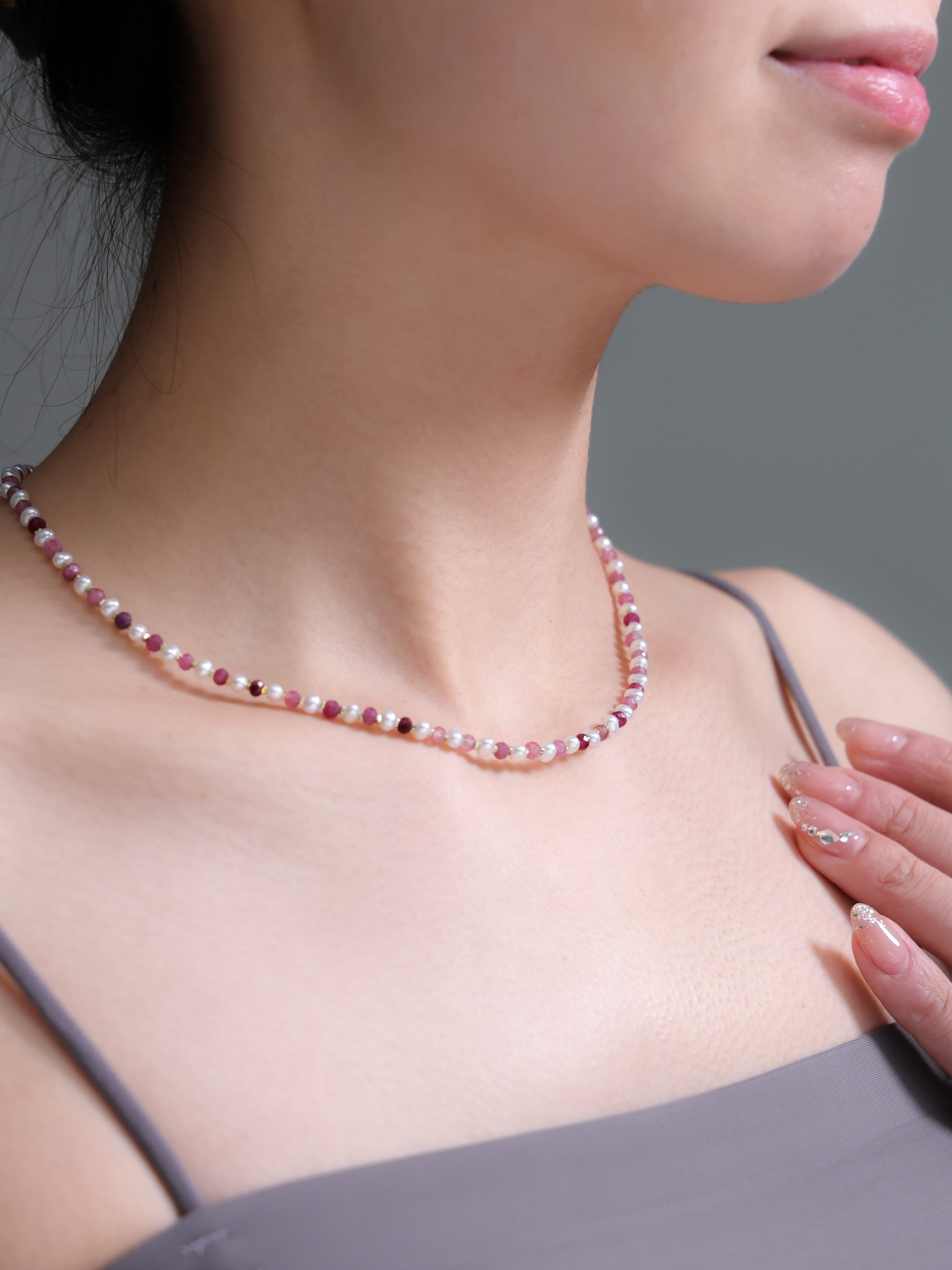 【10月・6月 誕生石】ピンクトルマリン 淡水パール | 華奢 K14Gメッキ SV925