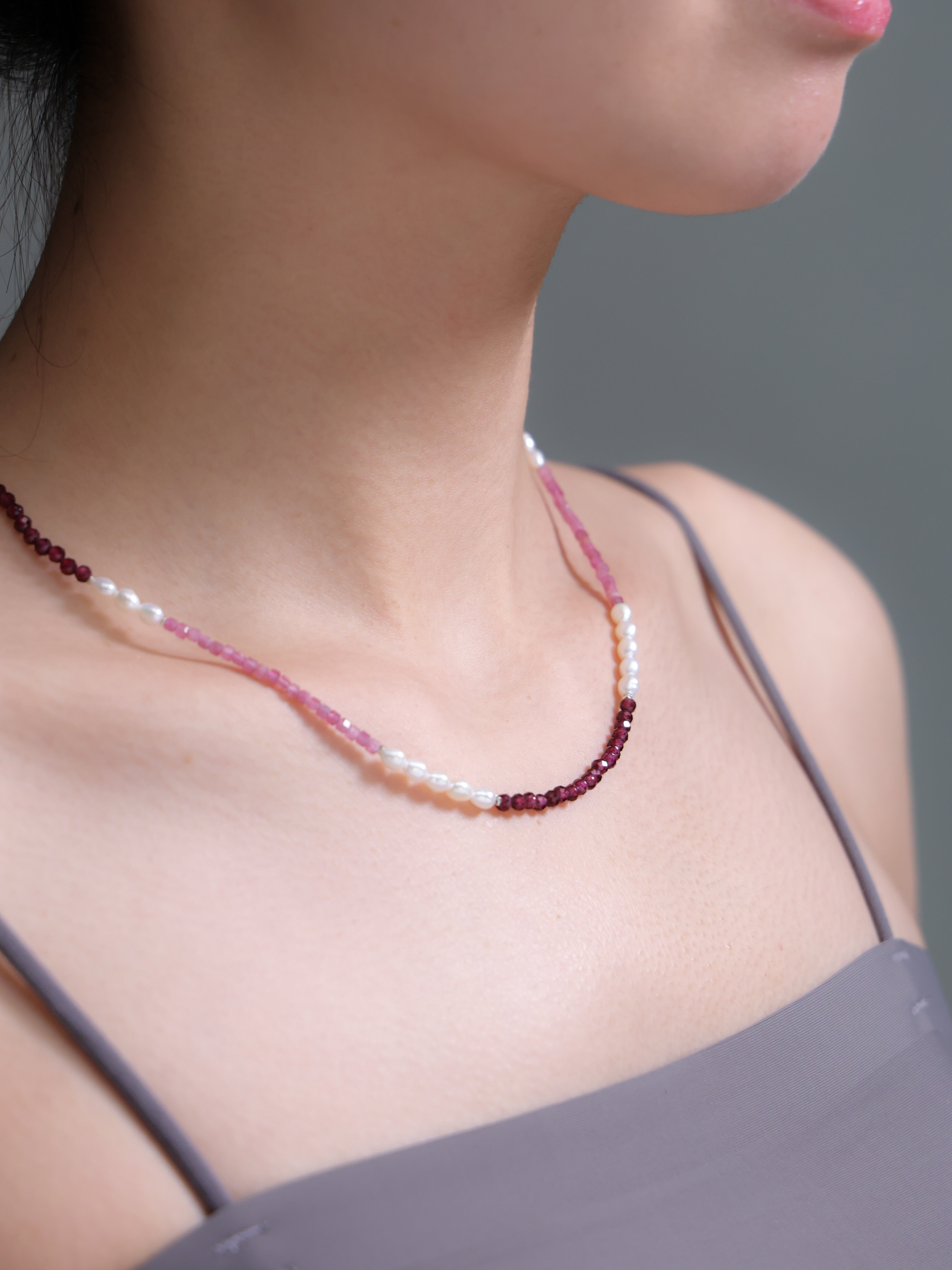 【1月・6月・10月 誕生石】ガーネット トルマリン 淡水パール | 華奢 SV925