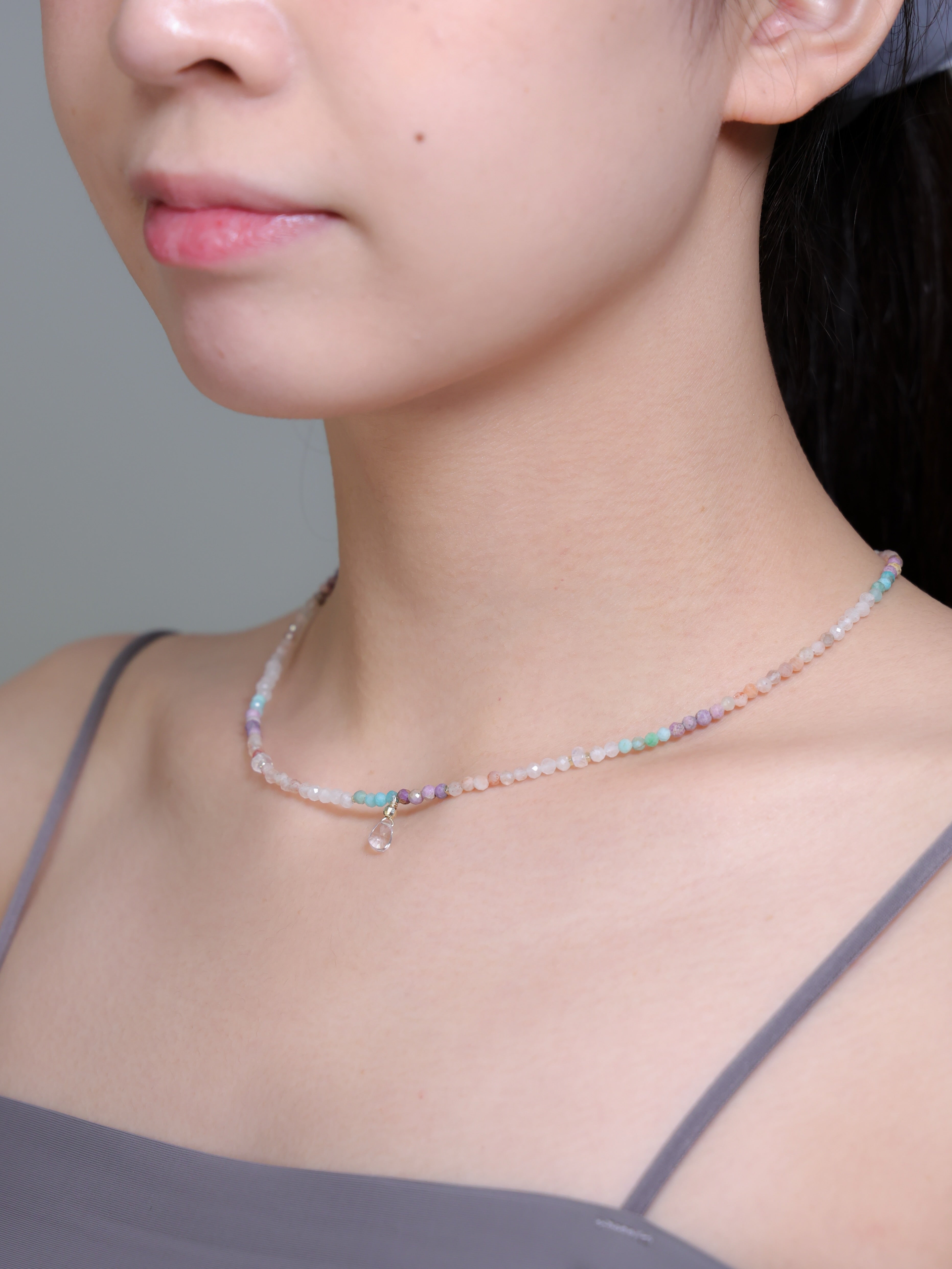 【6月 誕生石】アマゾナイト ムーンストーン ローズクォーツ | 華奢 ドロップ SV925