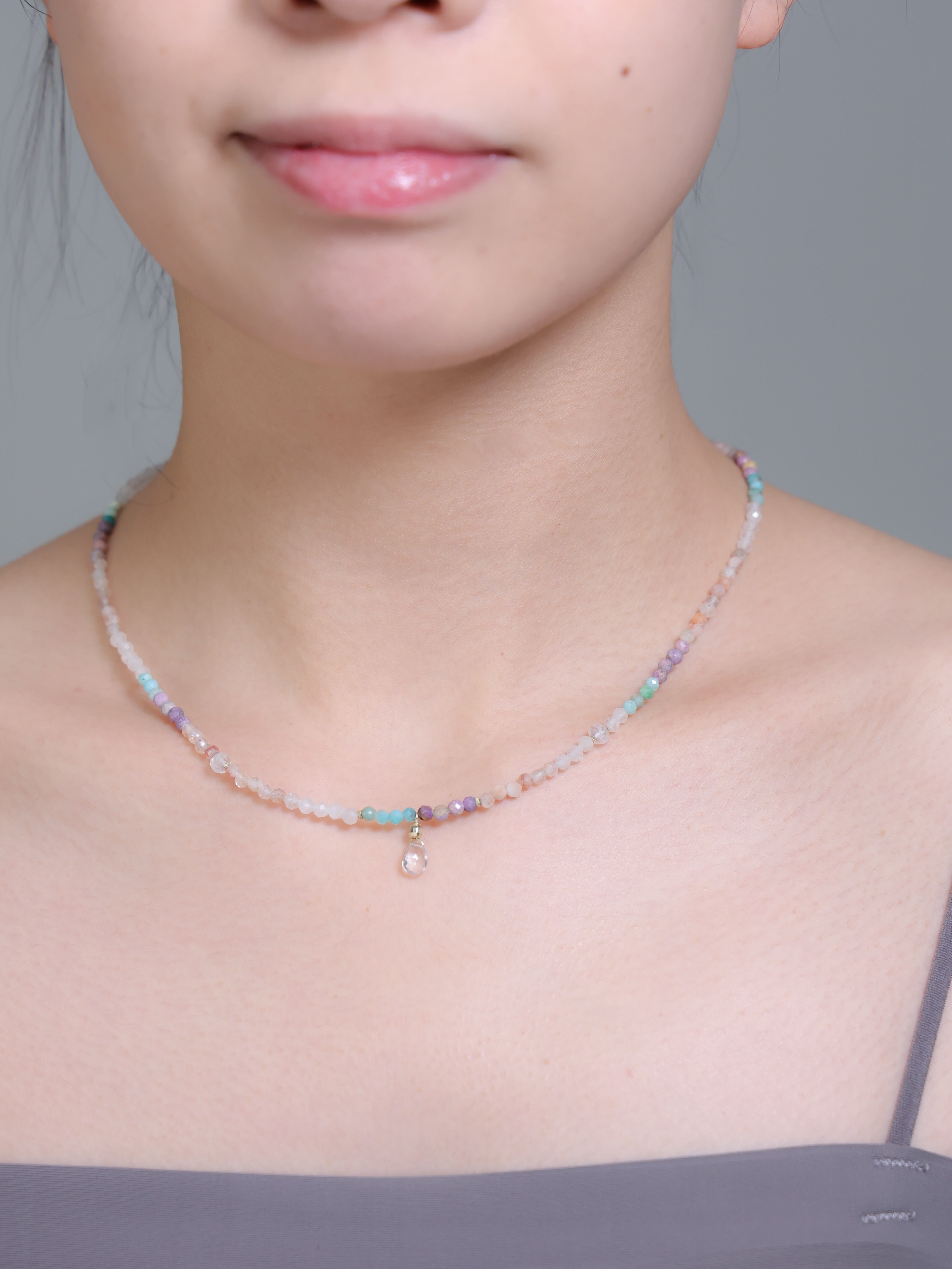 【6月 誕生石】アマゾナイト ムーンストーン ローズクォーツ | 華奢 ドロップ SV925