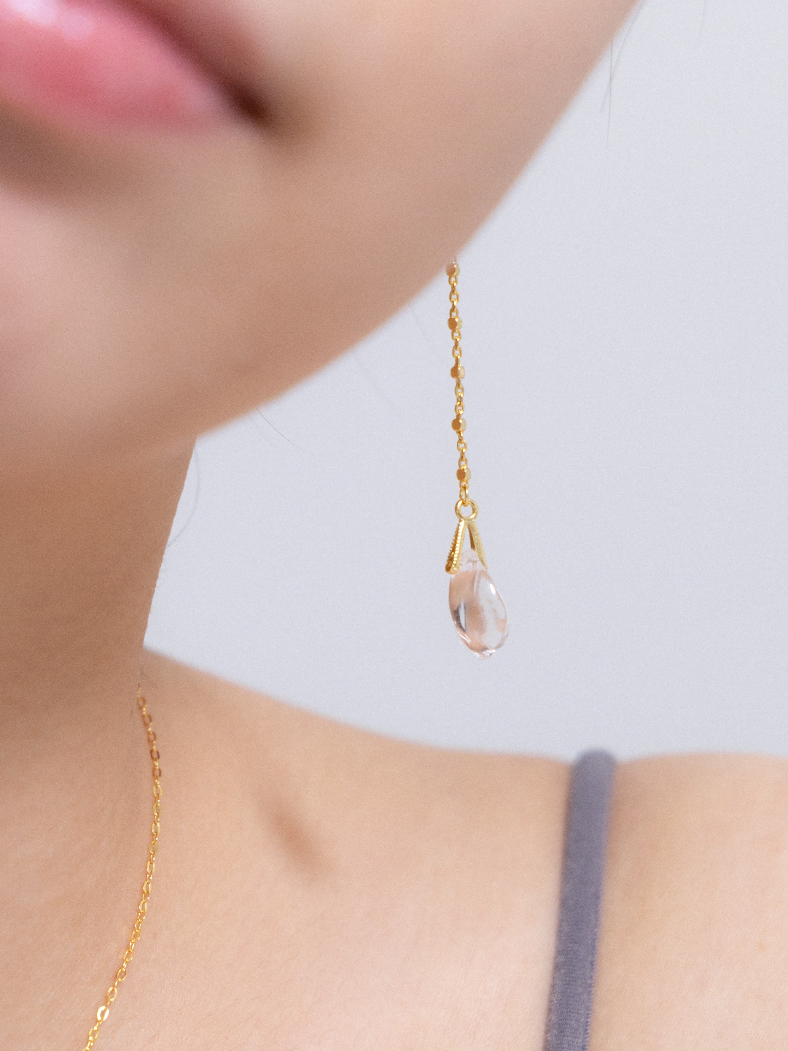 【ギフトに】水晶花びら ピアス・ネックレスセット | 大人可愛い 職人手作り