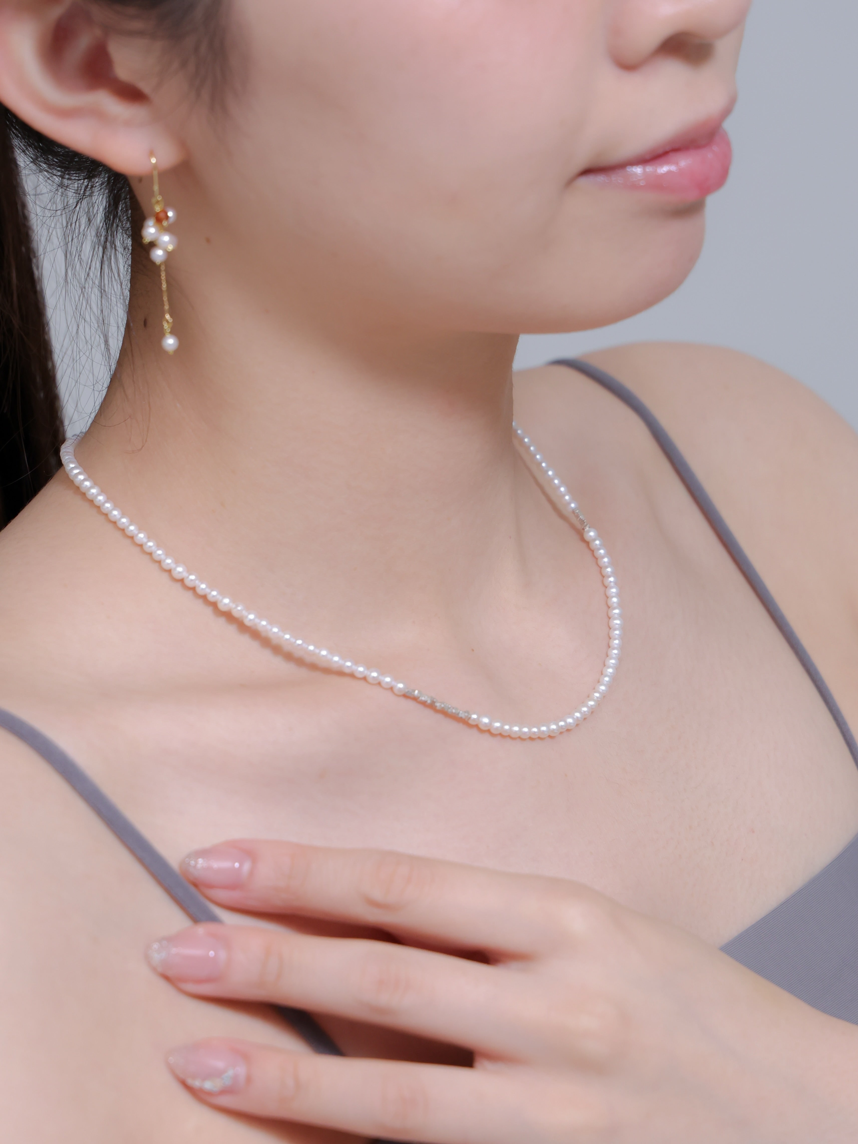 【6月 誕生石】淡水パール 小粒 ネックレス | 華奢 ミニマル SV925