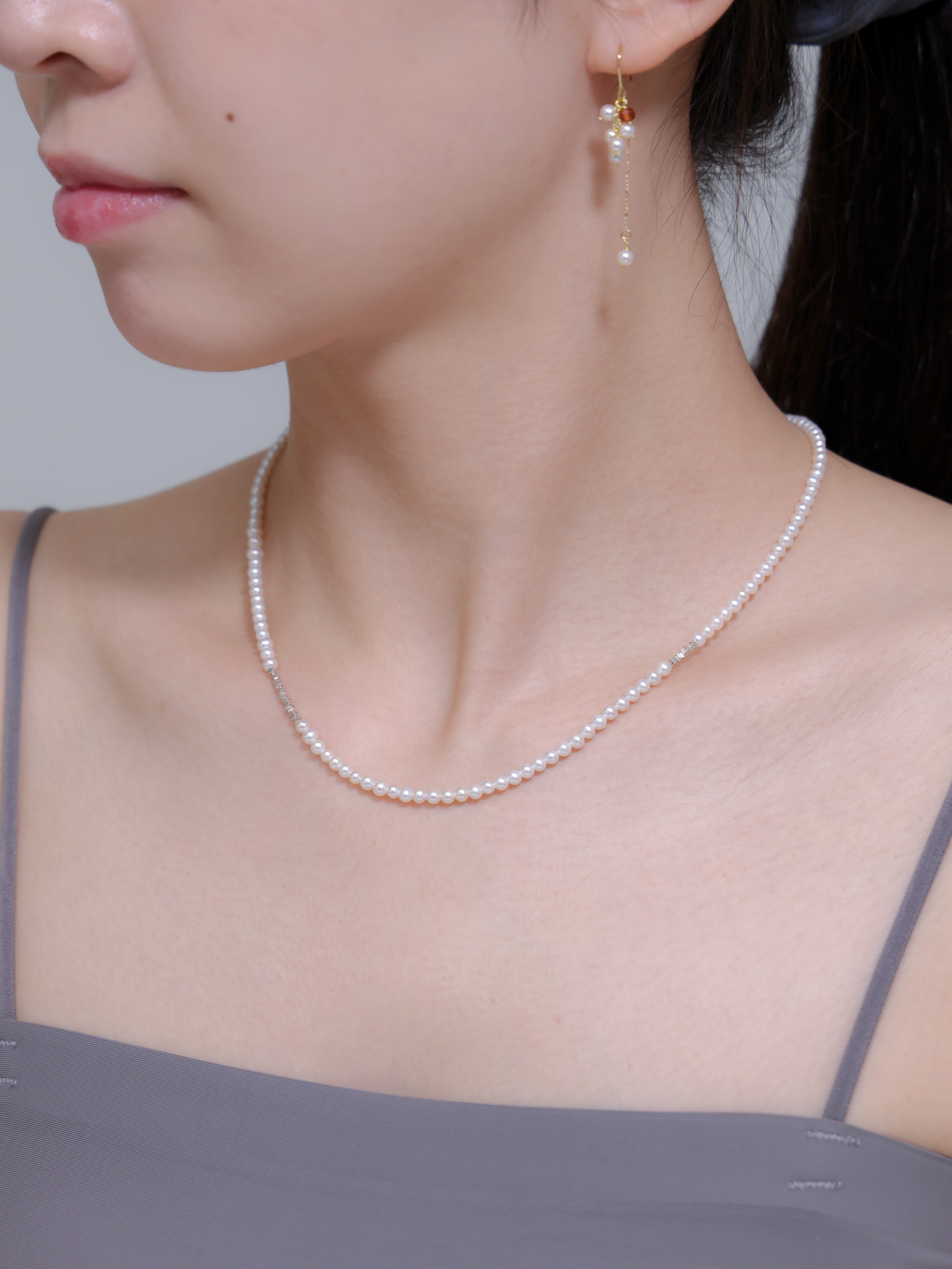 0123】真珠 ベビーパール ネックレス シルバー SILVER 42cm 22g 