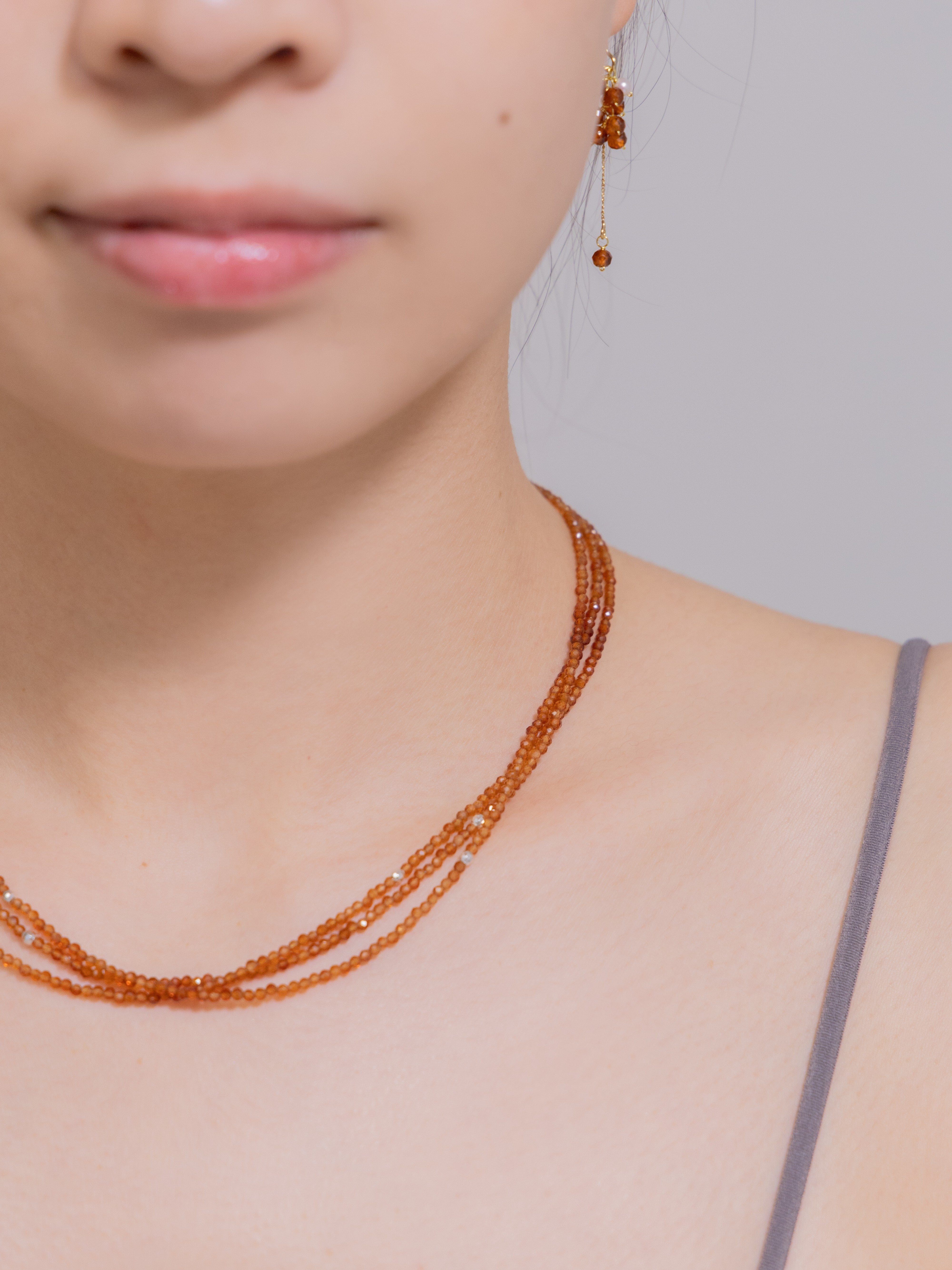 ガーネット グラデーション 3連ネックレス｜SV925