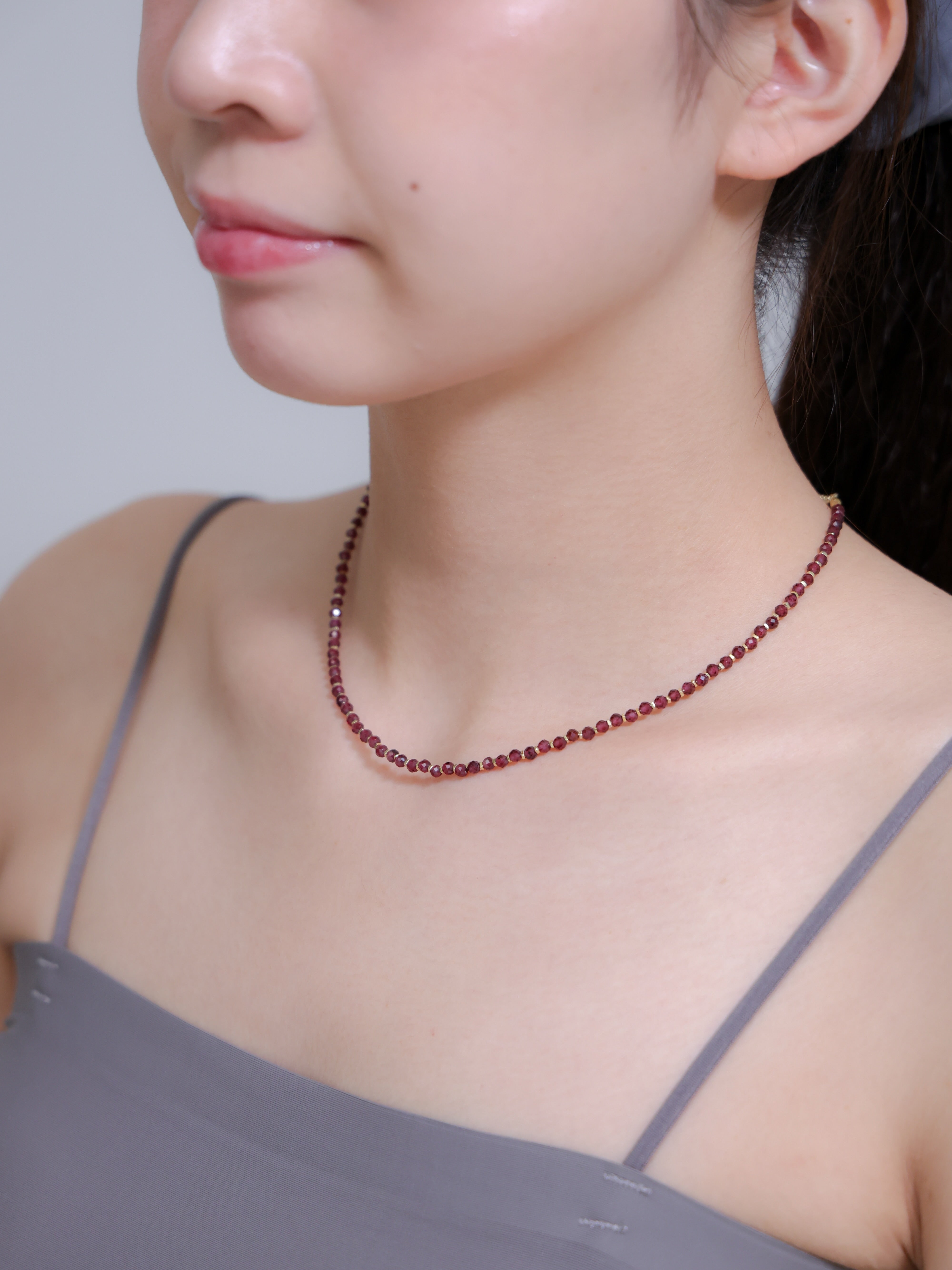 1月 誕生石】ガーネット ネックレス | 華奢 シンプル K14Gメッキ SV925