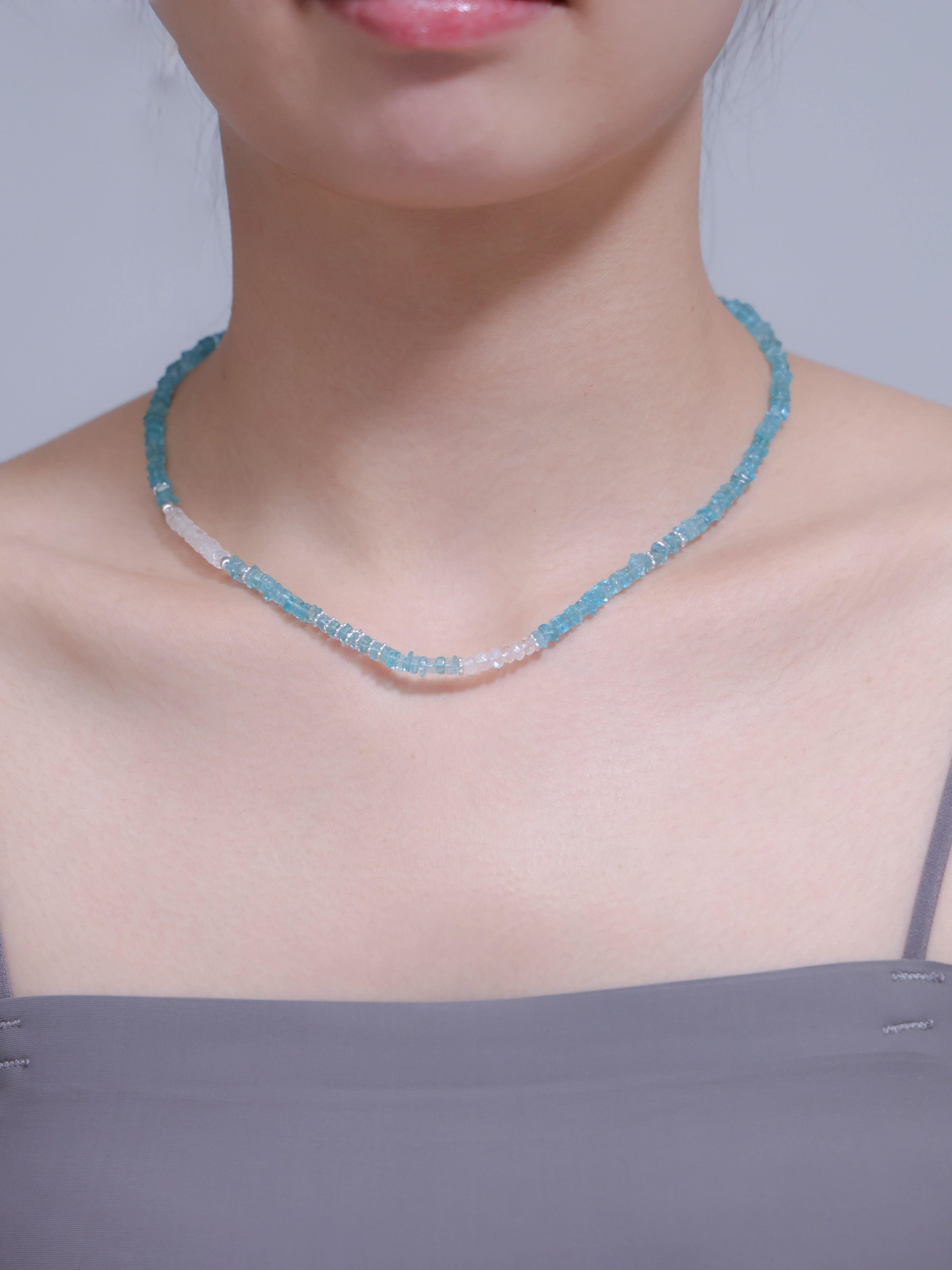 【海の雫】アパタイト×ムーンストーン ネックレス｜SV925