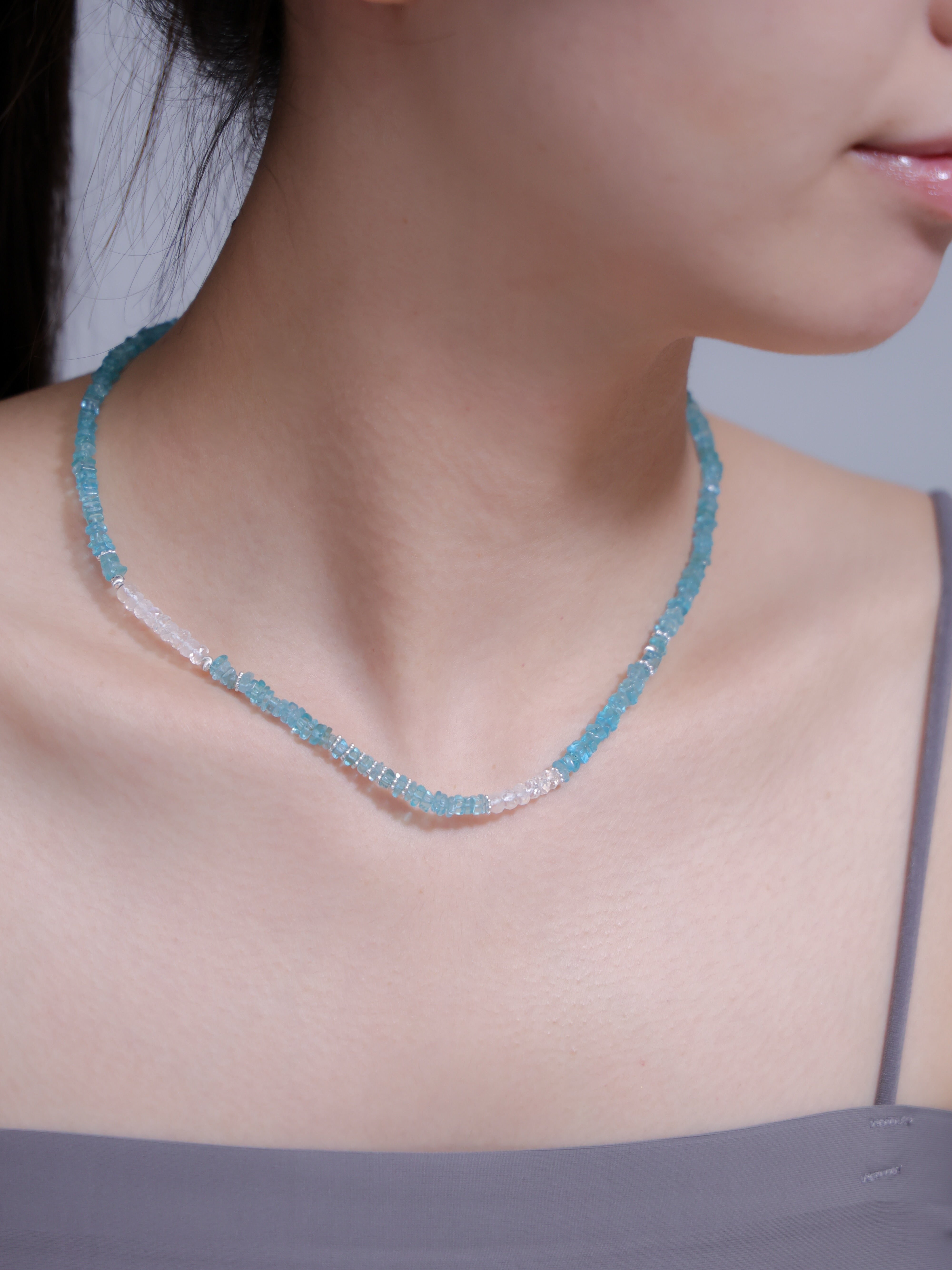 【海の雫】アパタイト×ムーンストーン ネックレス｜SV925