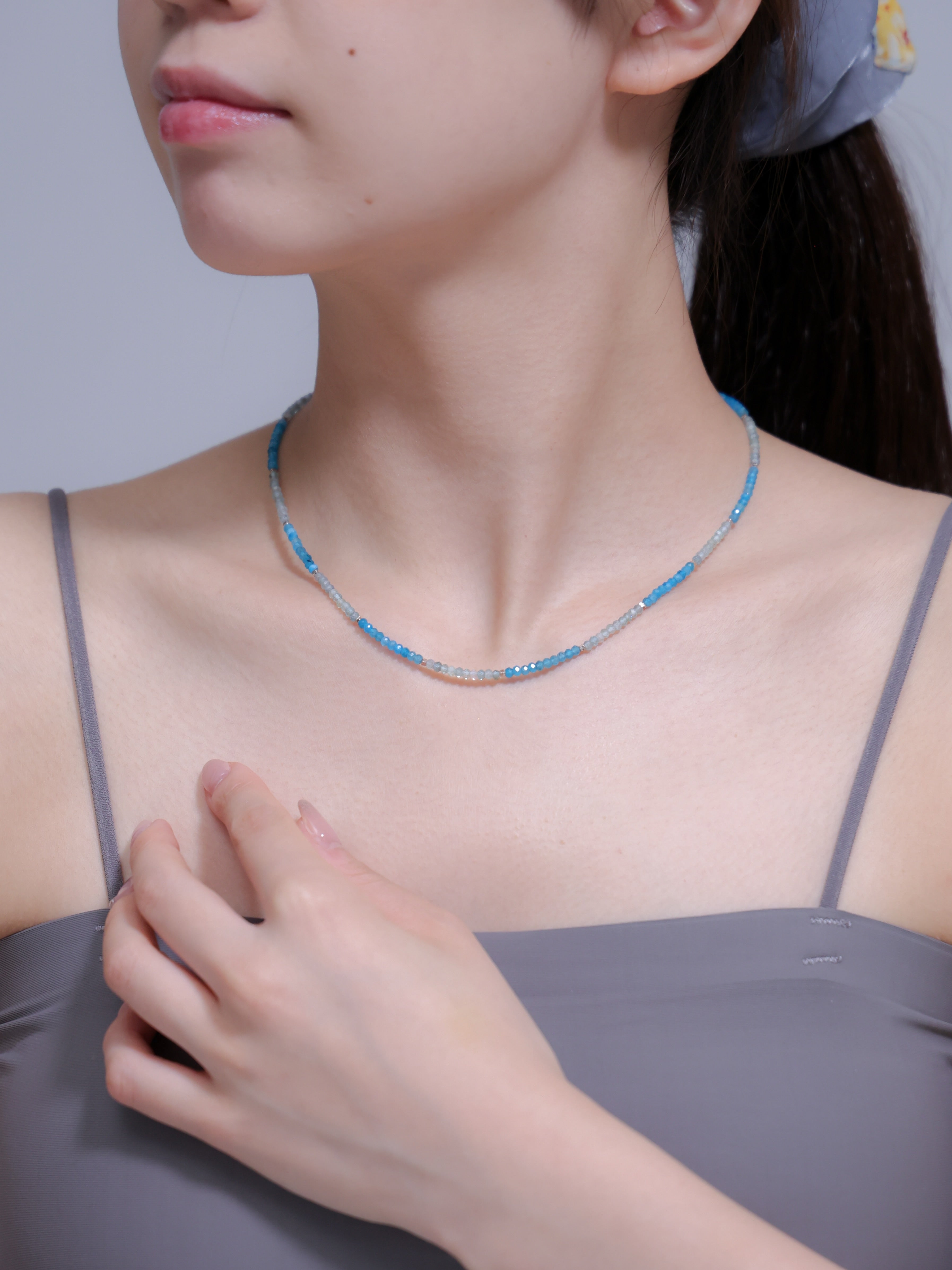 【上品・華奢】アパタイト ネックレス | グラデーション SV925