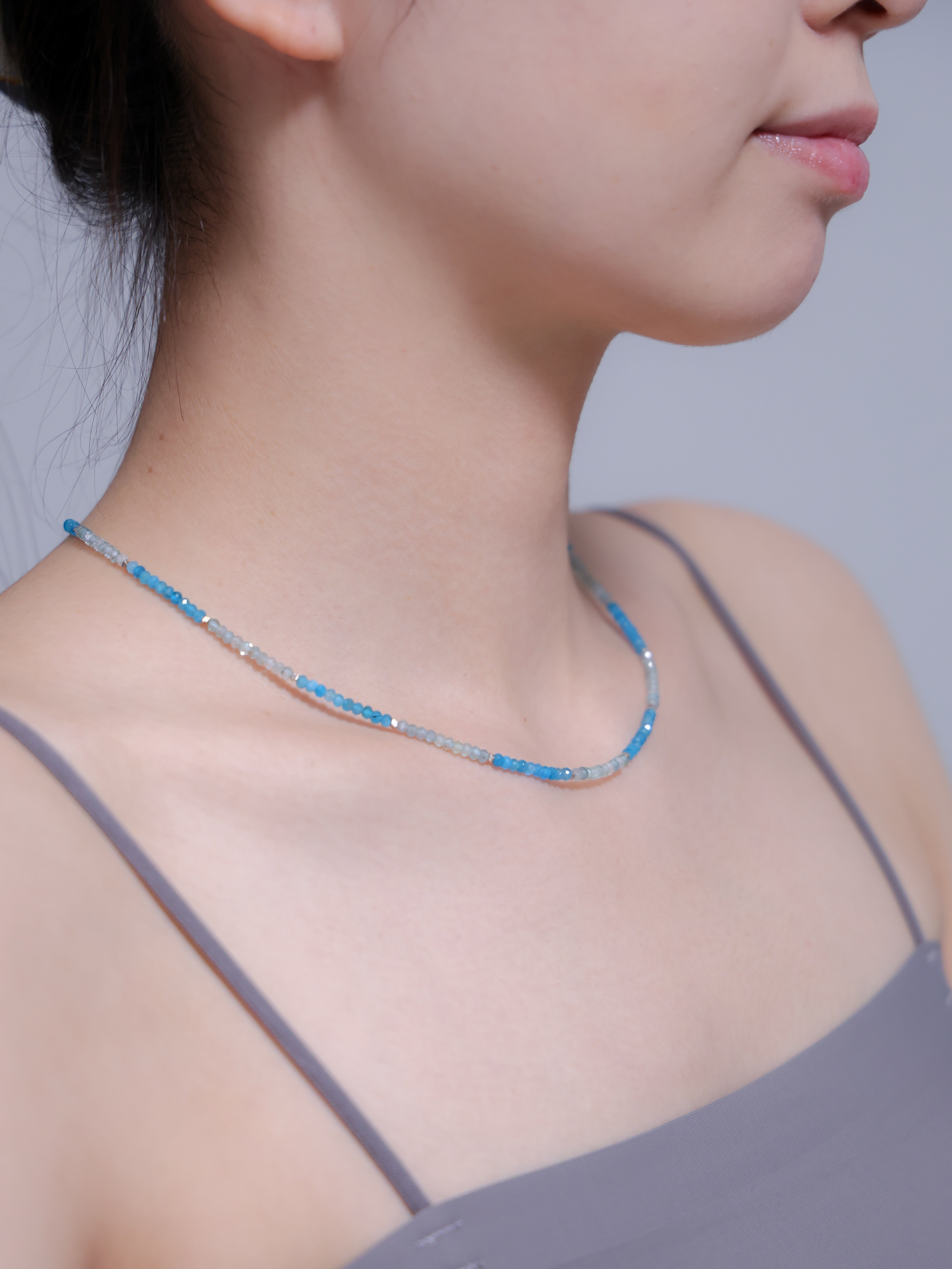 【上品・華奢】アパタイト ネックレス | グラデーション SV925