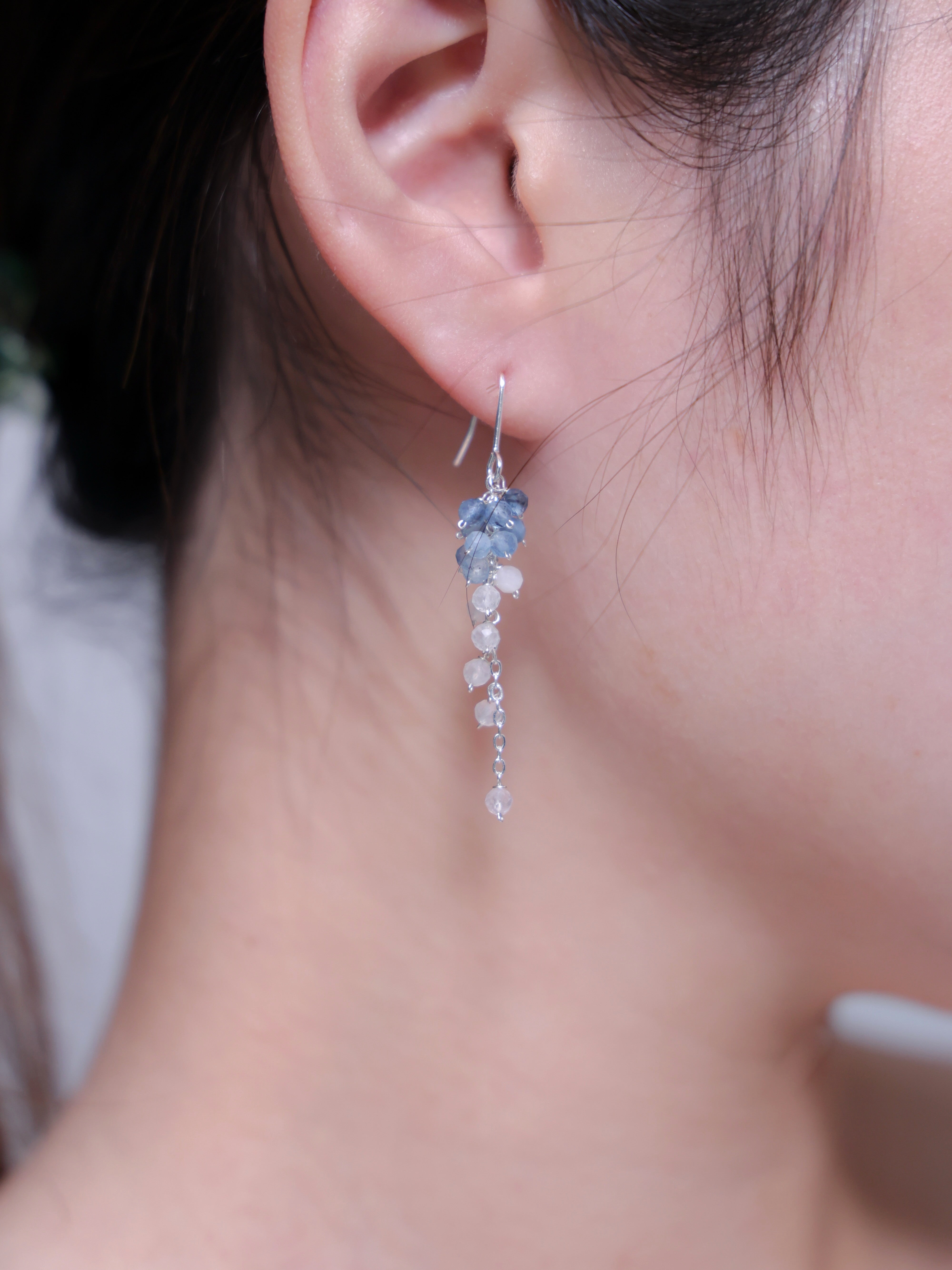 【3月誕生石】アクアマリン ロングピアス | 氷のグラデーション (14KGF/SV925)