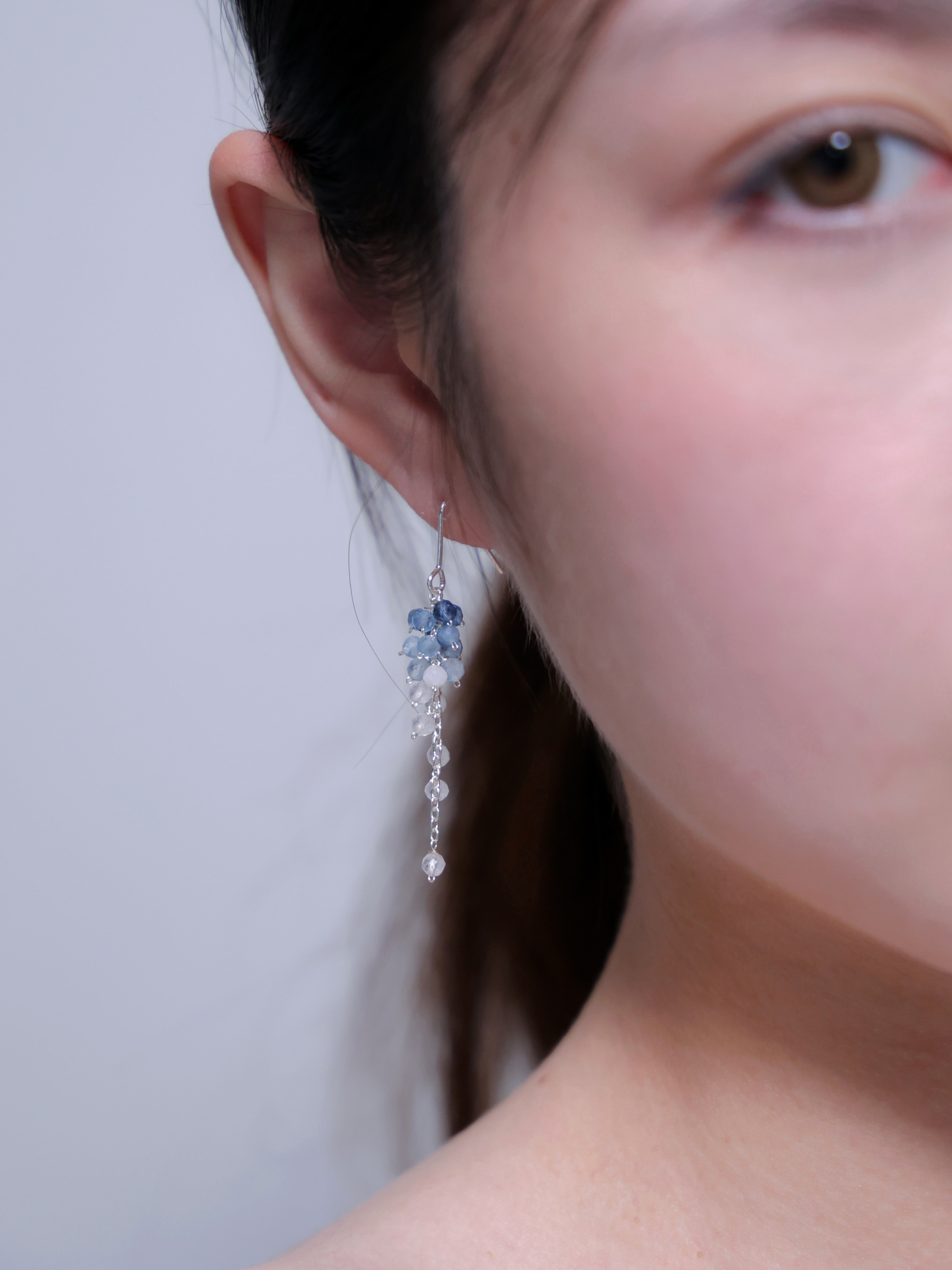 【3月誕生石】アクアマリン ロングピアス | 氷のグラデーション (14KGF/SV925)