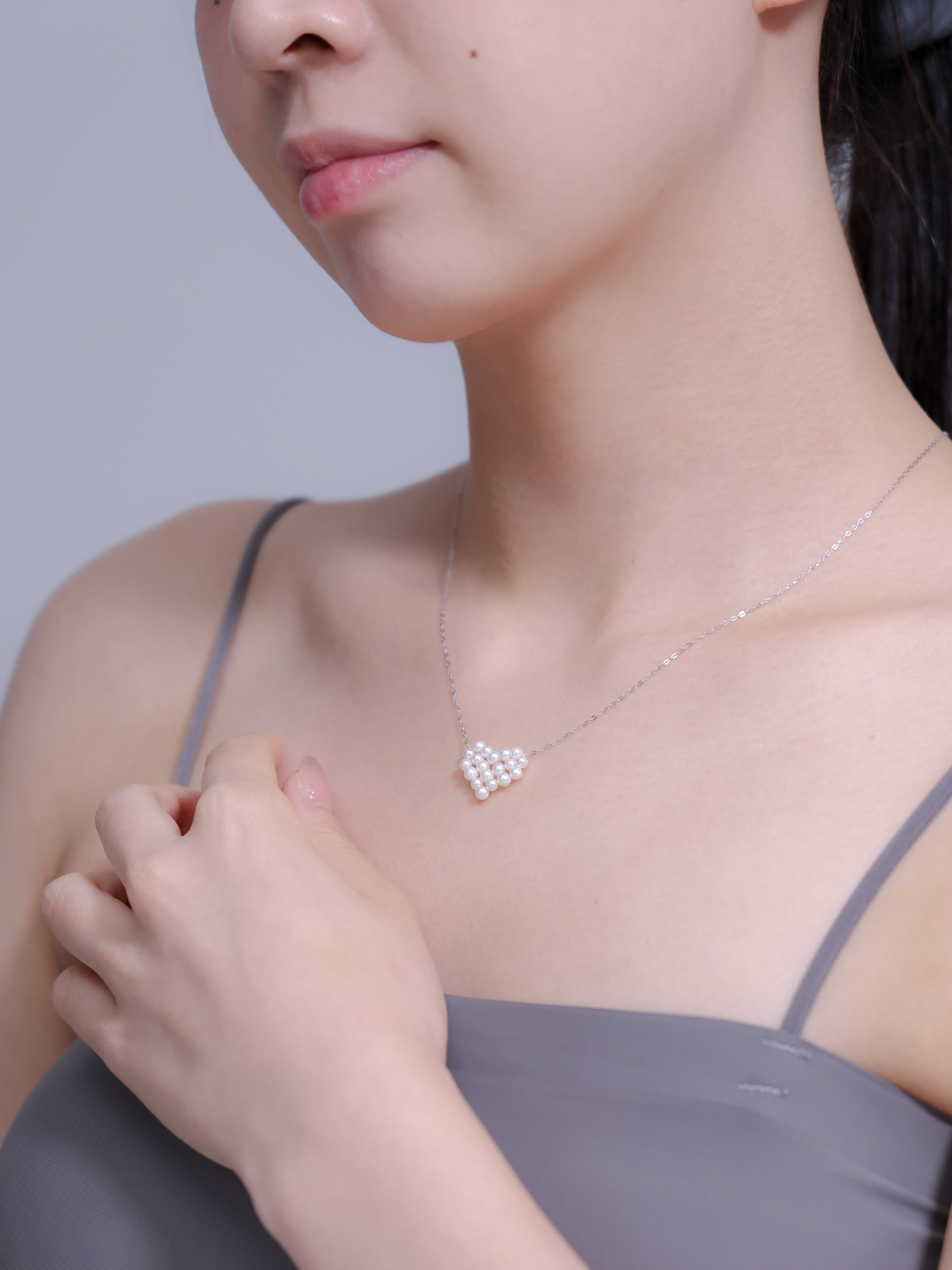 【上品・華奢】小粒 淡水パール 立体 ハート ネックレス | SV925 レディース