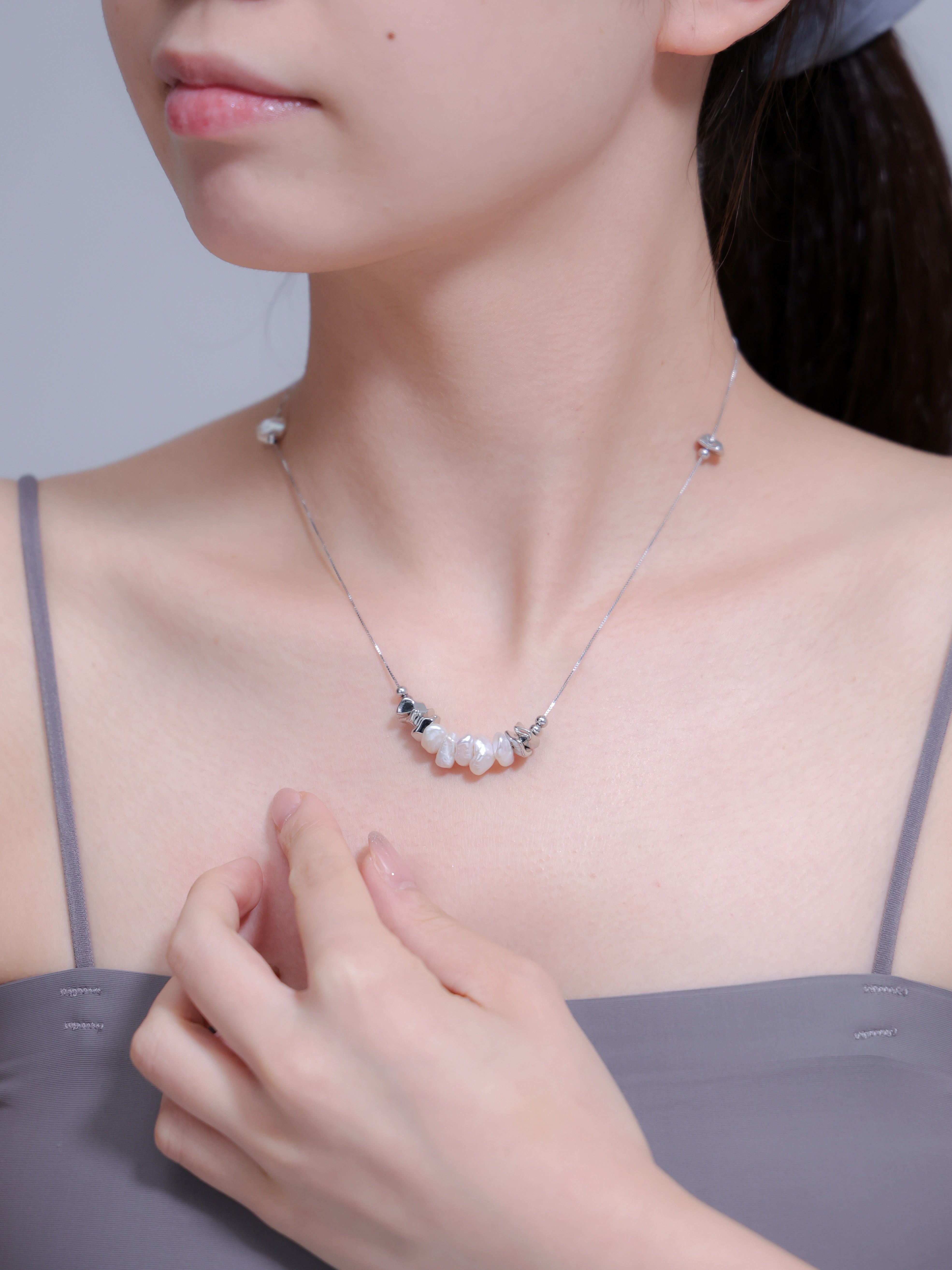 【アシンメトリー】バロックパール ネックレス | スライド調整可能 SV925 レディース