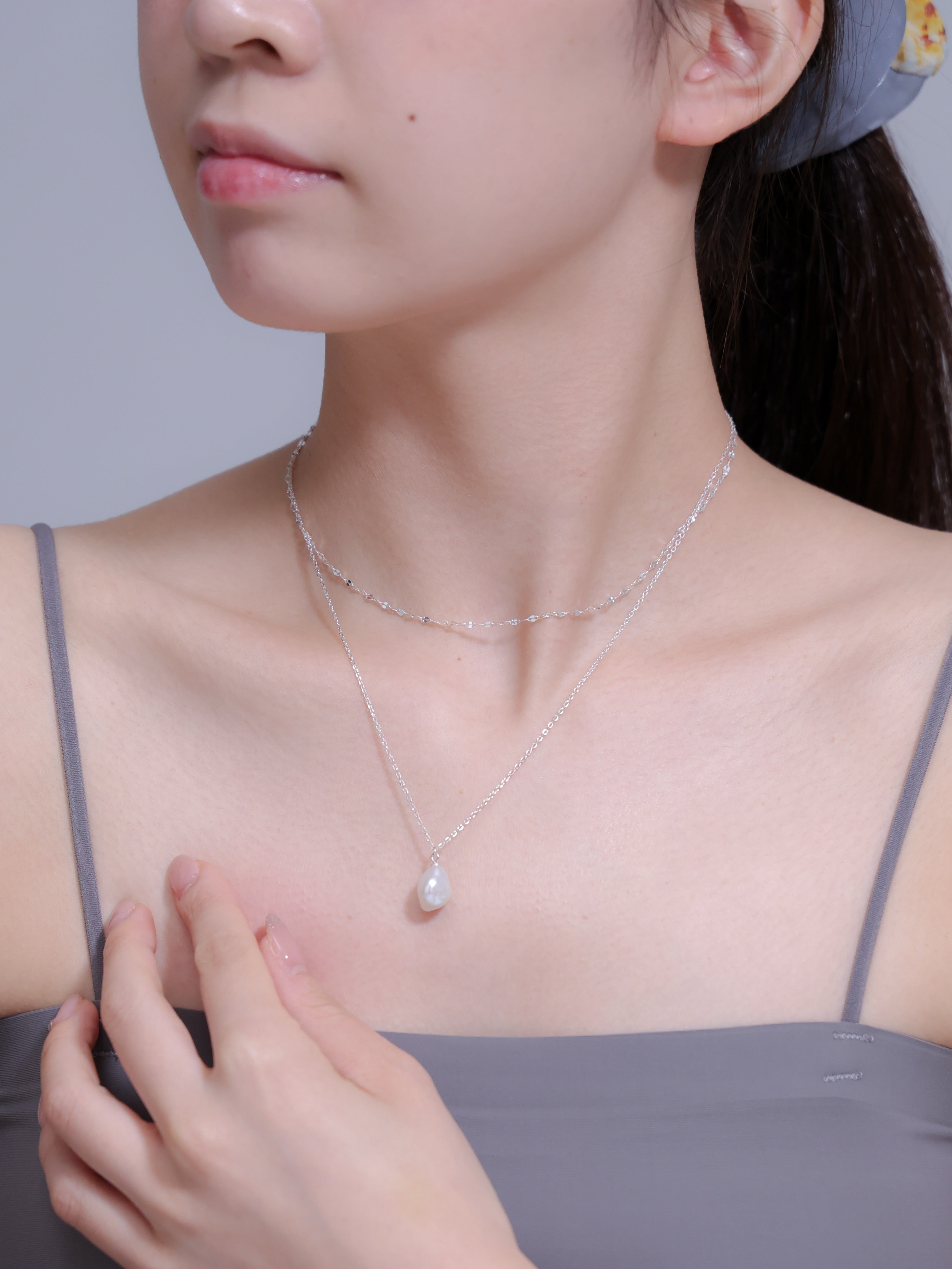 淡水パール・二連 ネックレス｜SV925（K14Gメッキ）