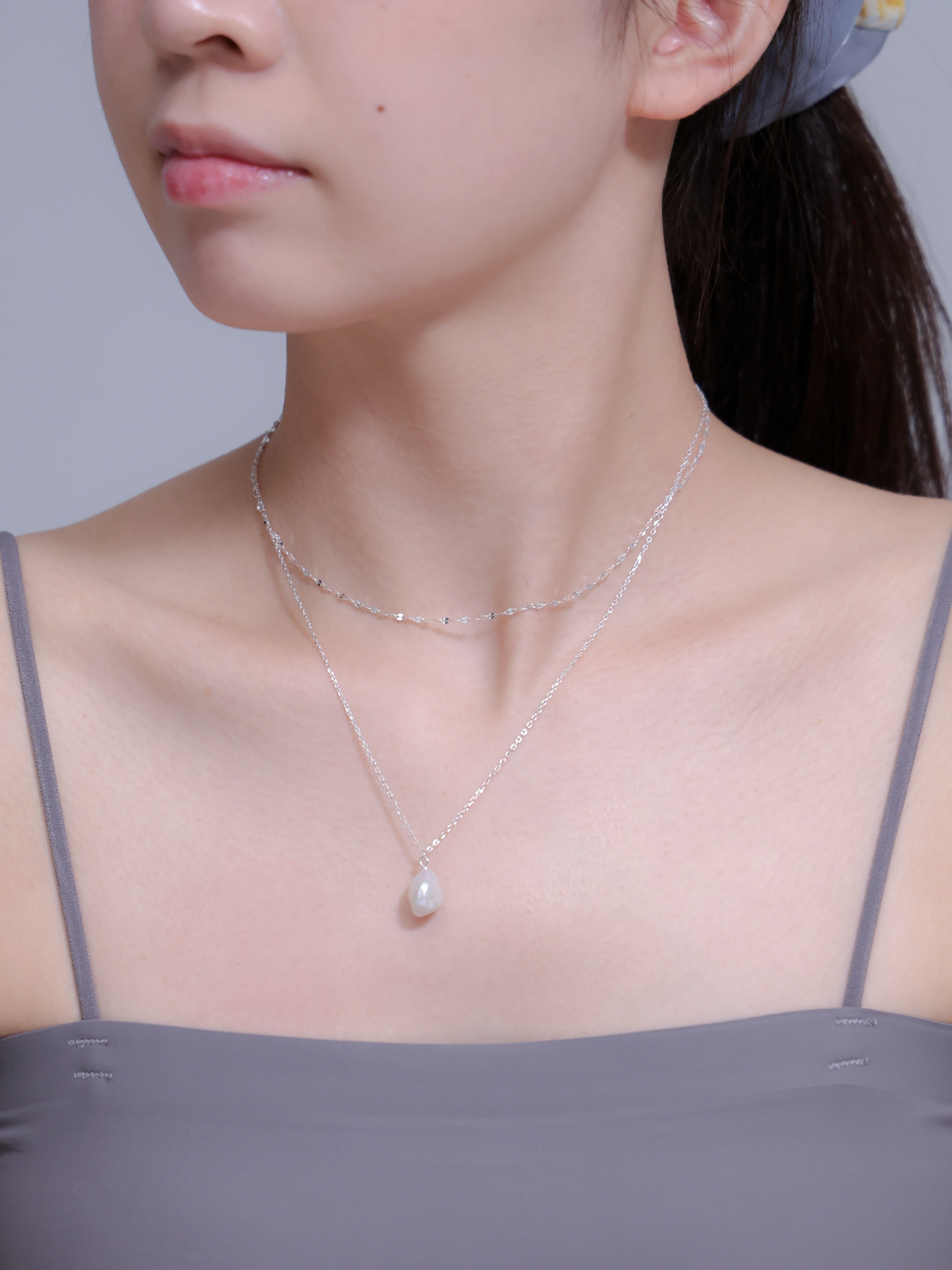 淡水パール・二連 ネックレス｜SV925（K14Gメッキ）