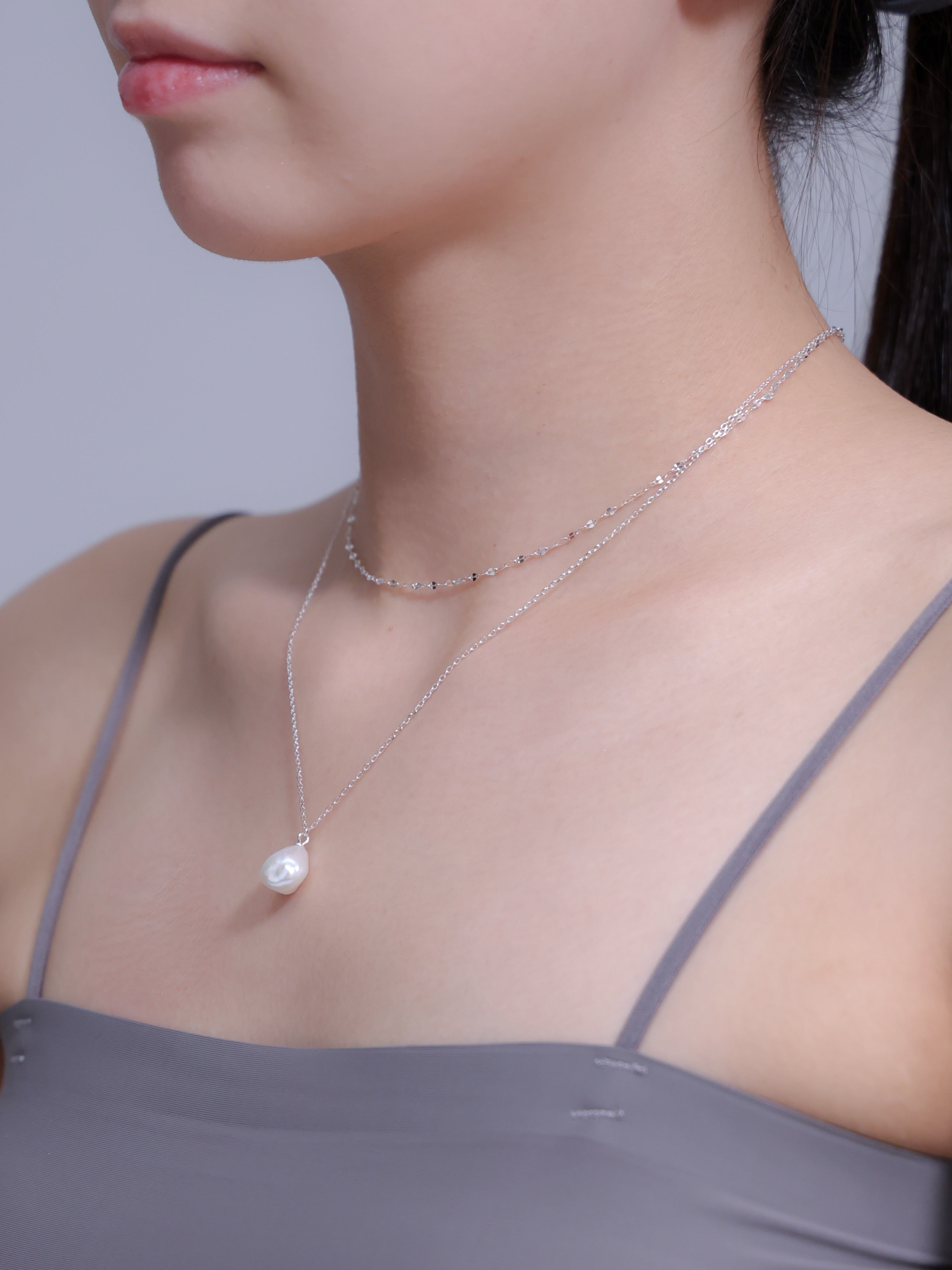 淡水パール・二連 ネックレス｜SV925（K14Gメッキ）