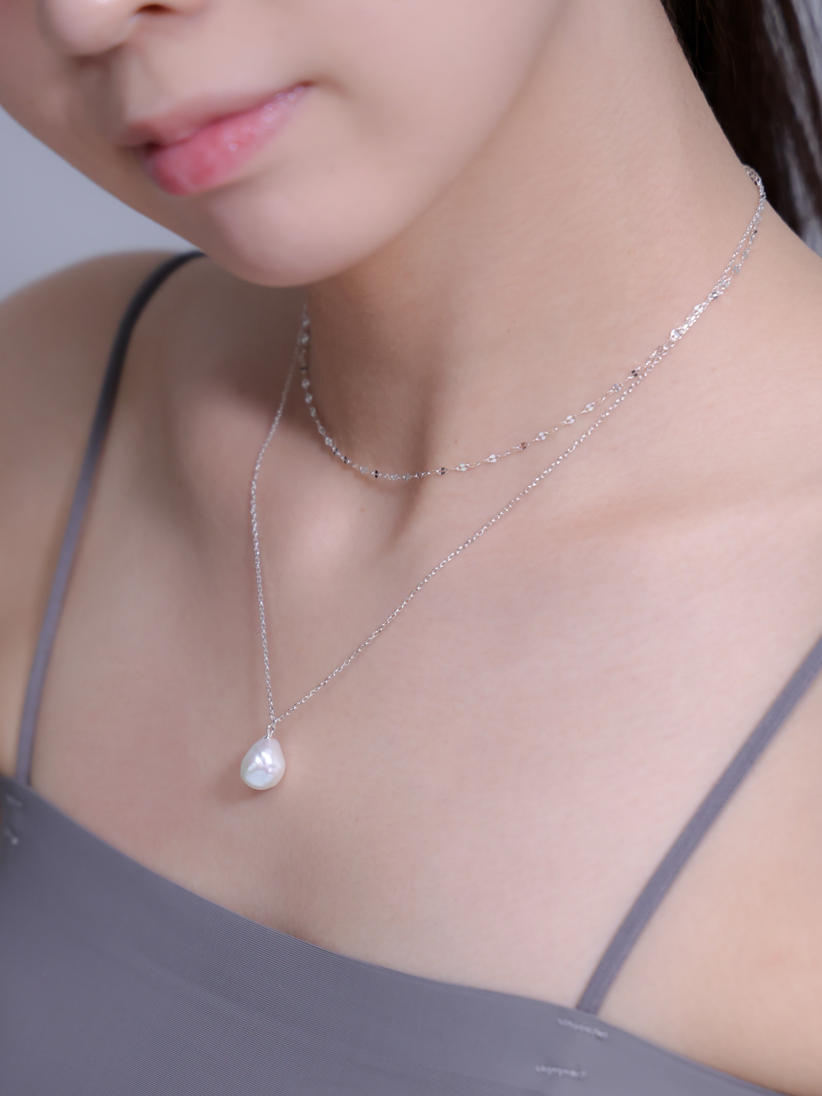 淡水パール・二連 ネックレス｜SV925（K14Gメッキ）