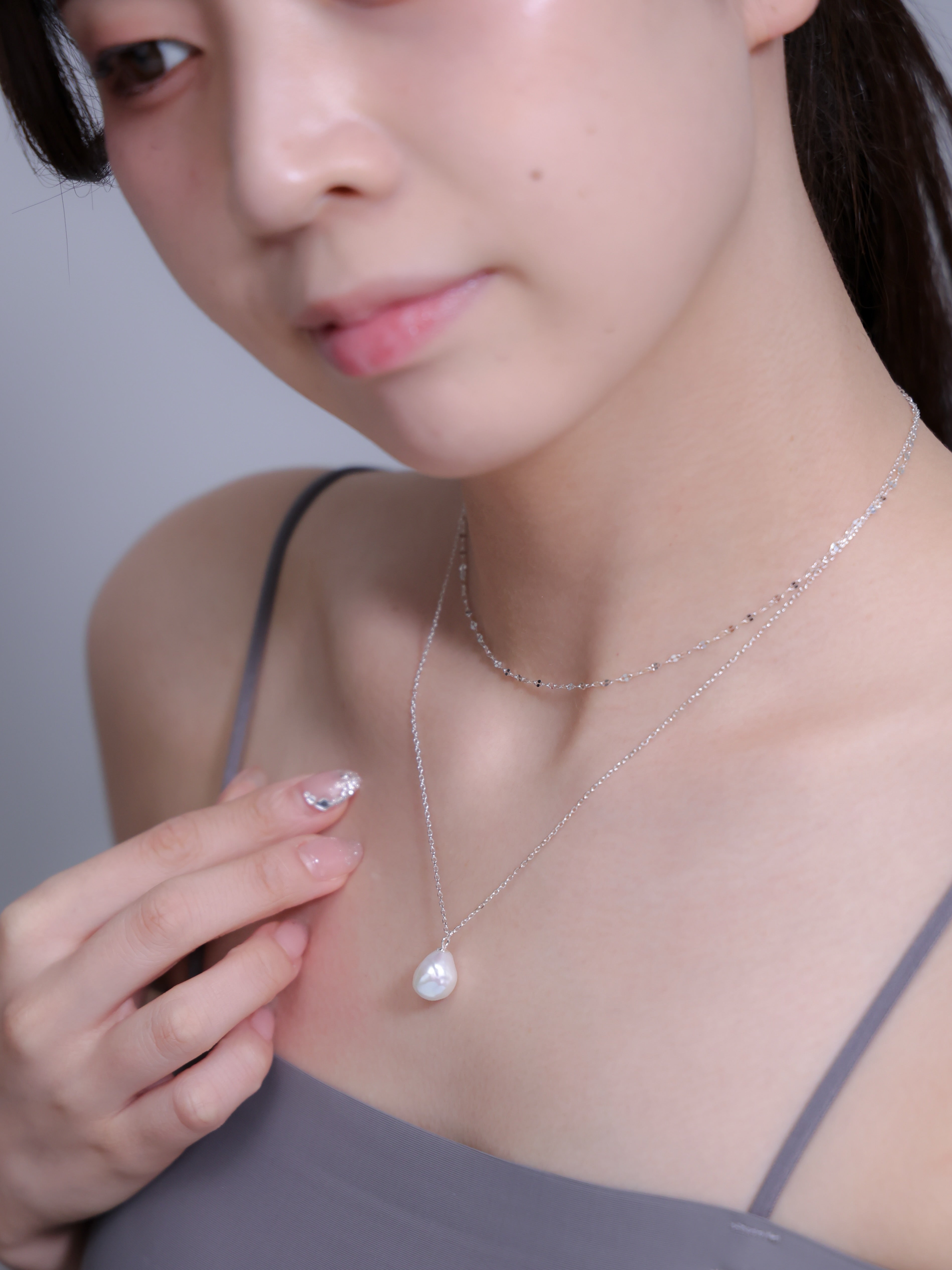 淡水パール・二連 ネックレス｜SV925（K14Gメッキ）