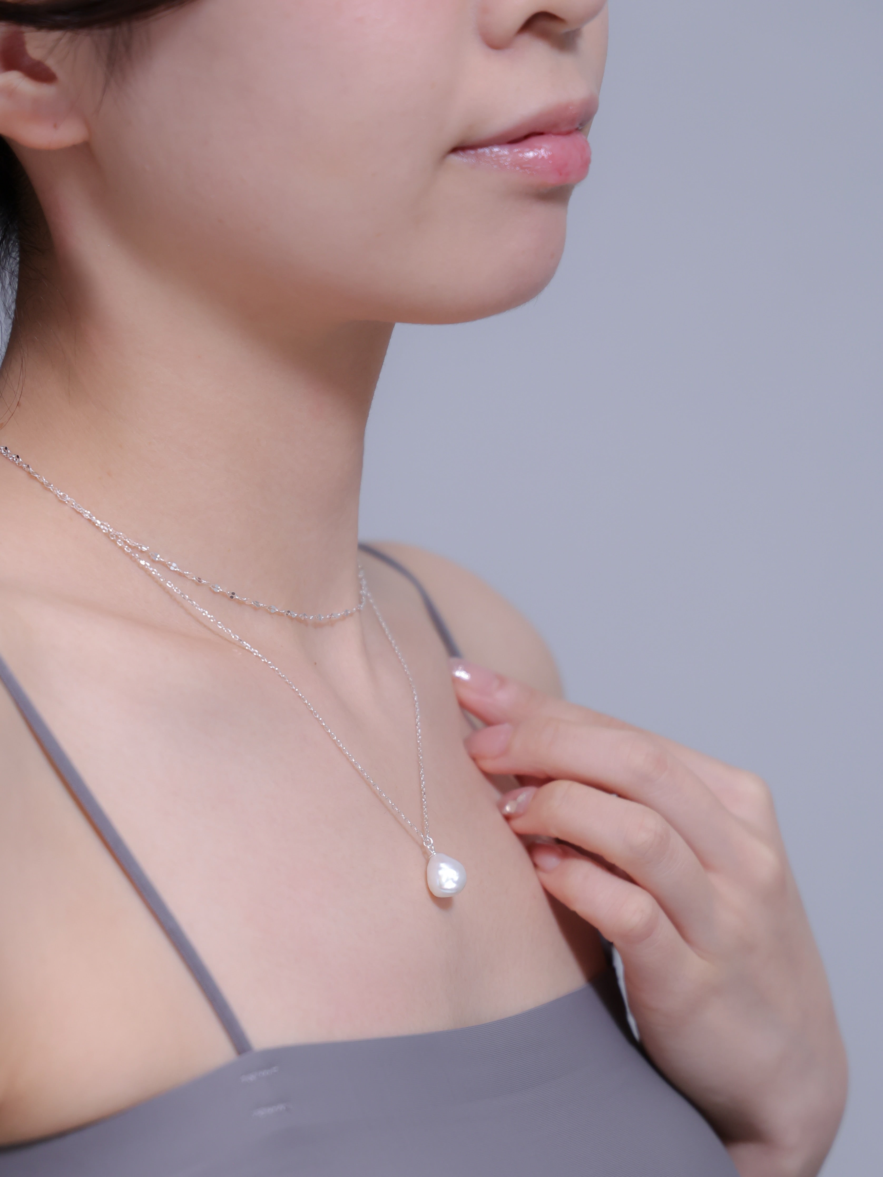 淡水パール・二連 ネックレス｜SV925（K14Gメッキ）